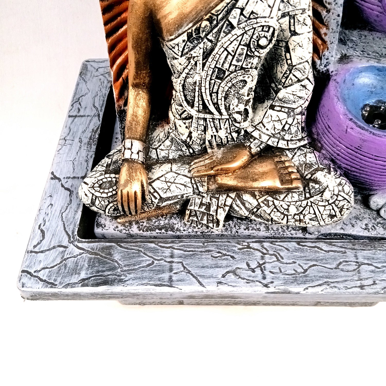 Table Top Water Fountain With Buddha Statue | Indoor Fountains - 4 Steps Waterfall  - For Vastu, Table, Office, Living Room, Home Decor & Gifts | Wedding & House Warming Gift - 22 Inch - Apkamart #Style_Design 1