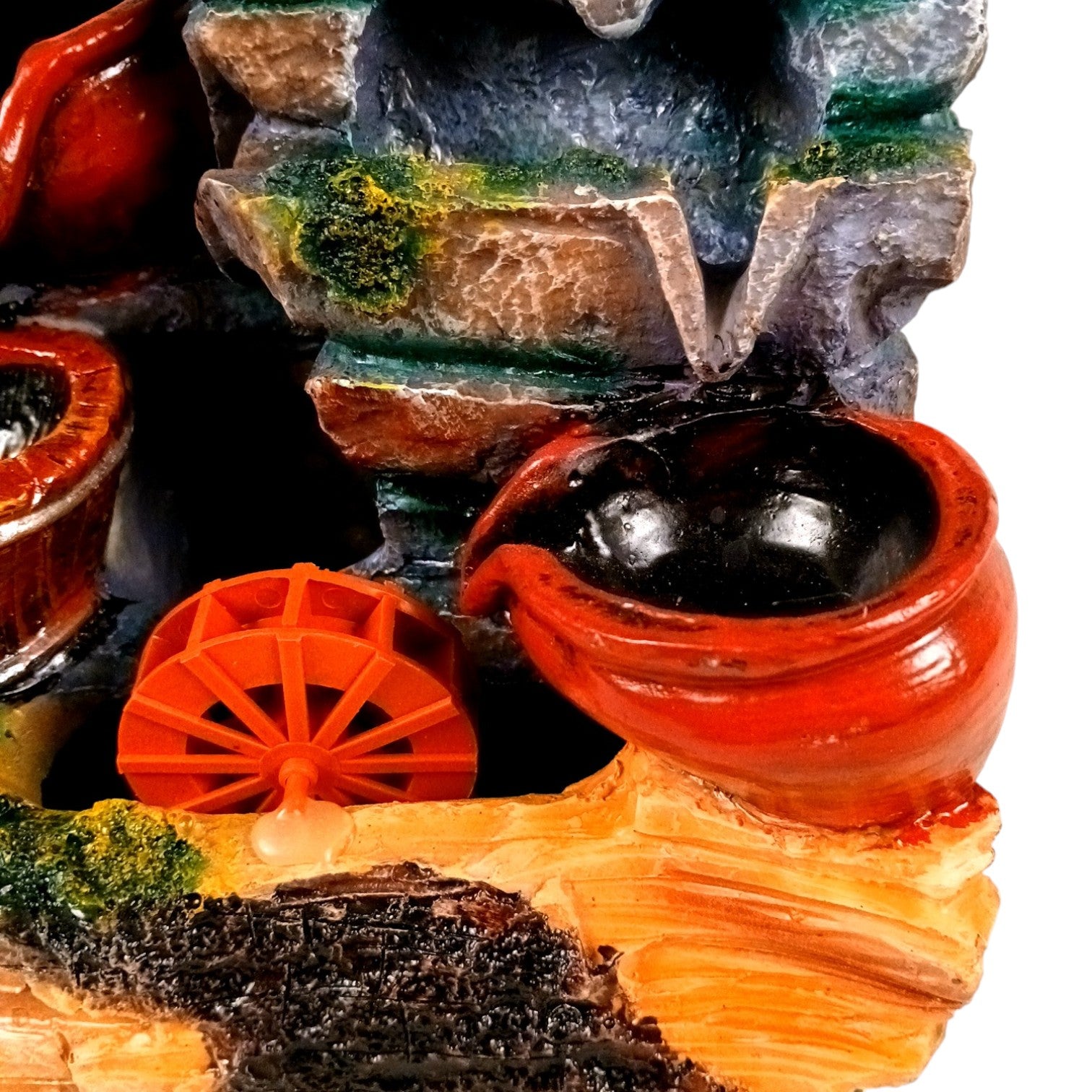 Table Top Water Fountain | Indoor Fountains with LED Lights - 3 Steps Waterfall - For Vastu, Table, Office, Living Room, Home Decor & Gifts - 13 Inch - Apkamart