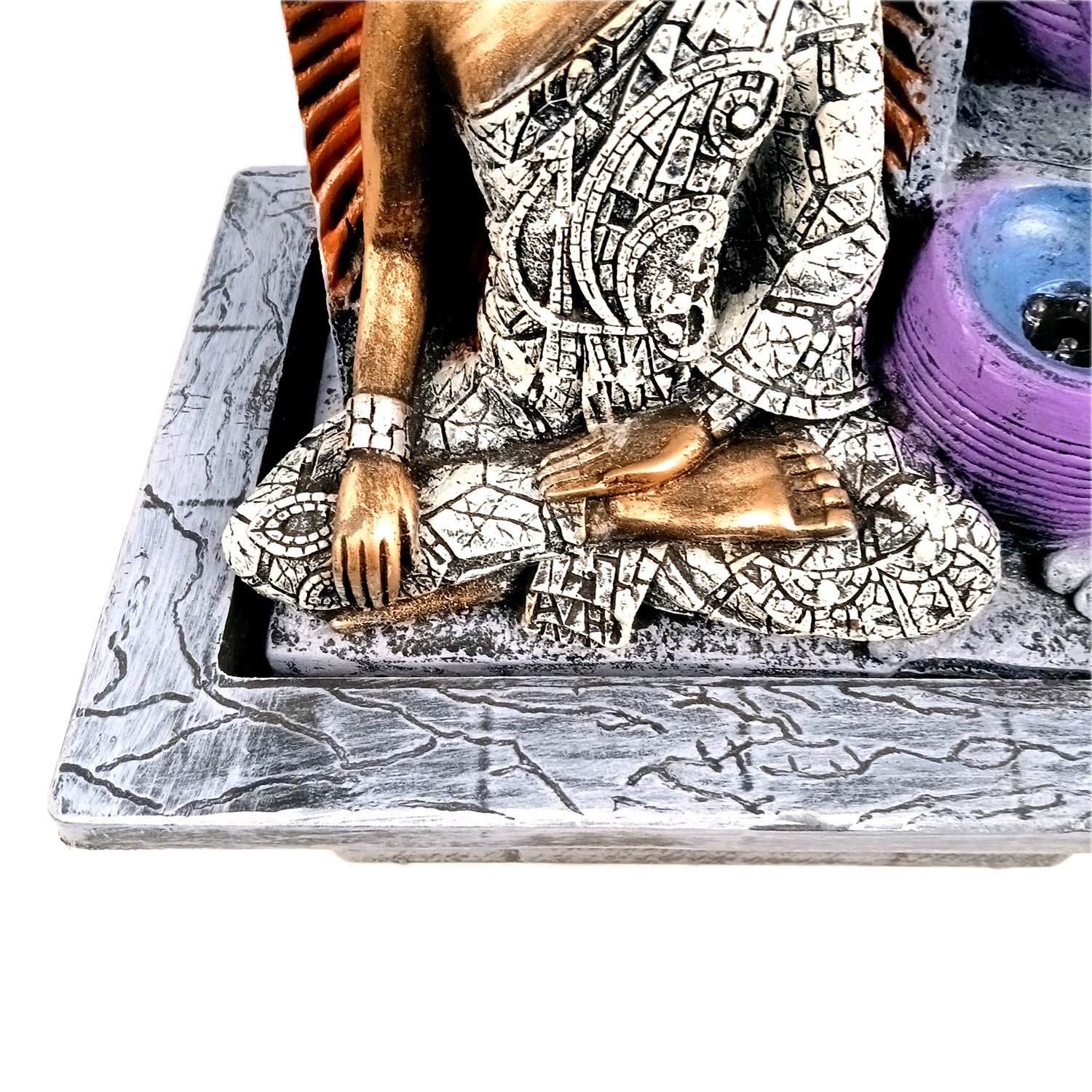 Table Top Water Fountain With Buddha Statue | Indoor Fountains - 4 Steps Waterfall  - For Vastu, Table, Office, Living Room, Home Decor & Gifts | Wedding & House Warming Gift - 22 Inch - Apkamart #Style_Design 1