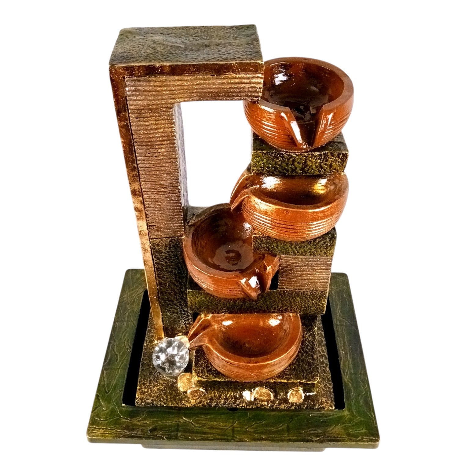 Table Top Water Fountain | Indoor 4 Steps Fountains with LED Lights Waterfall - For Vastu, Table, Office, Living Room, Home Decor & Gifts | House Warming Gift - 22 Inch - Apkamart