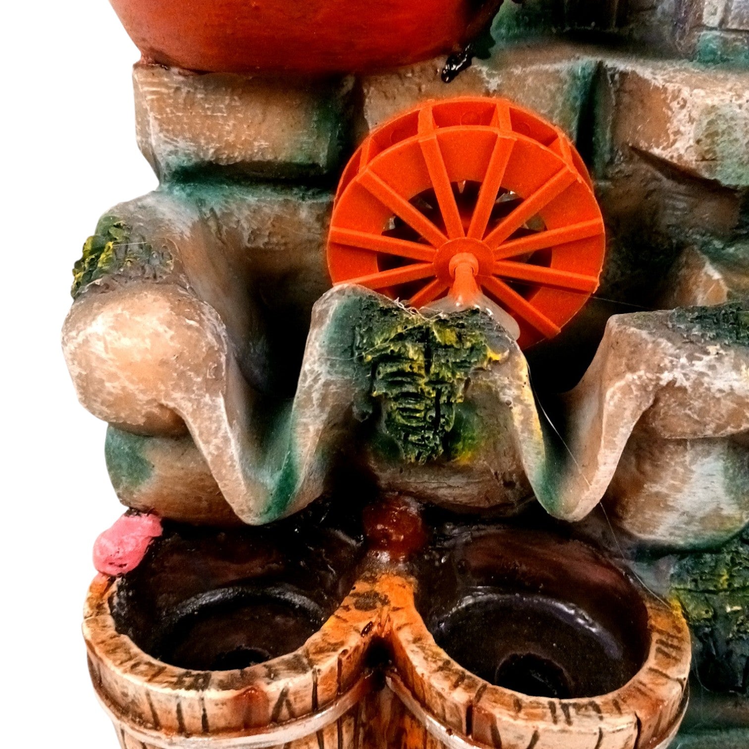 Table Top Water Fountain | Indoor Fountains with LED Lights - 3 Steps Hut Shape Waterfall - For Vastu, Table, Office, Living Room, Home Decor & Gifts - 13 Inch - Apkamart