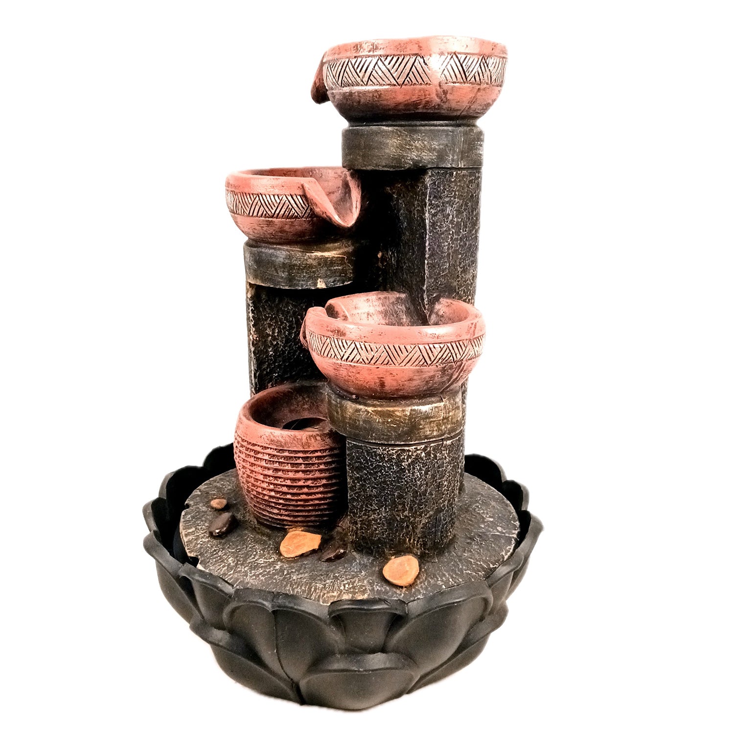 Table Top Water Fountain | Indoor Fountains with LED Lights Waterfall  - For Vastu, Table, Office, Living Room, Home Decor & Gifts | Wedding & House Warming Gift - 16 Inch - Apkamart #Style_Design 1