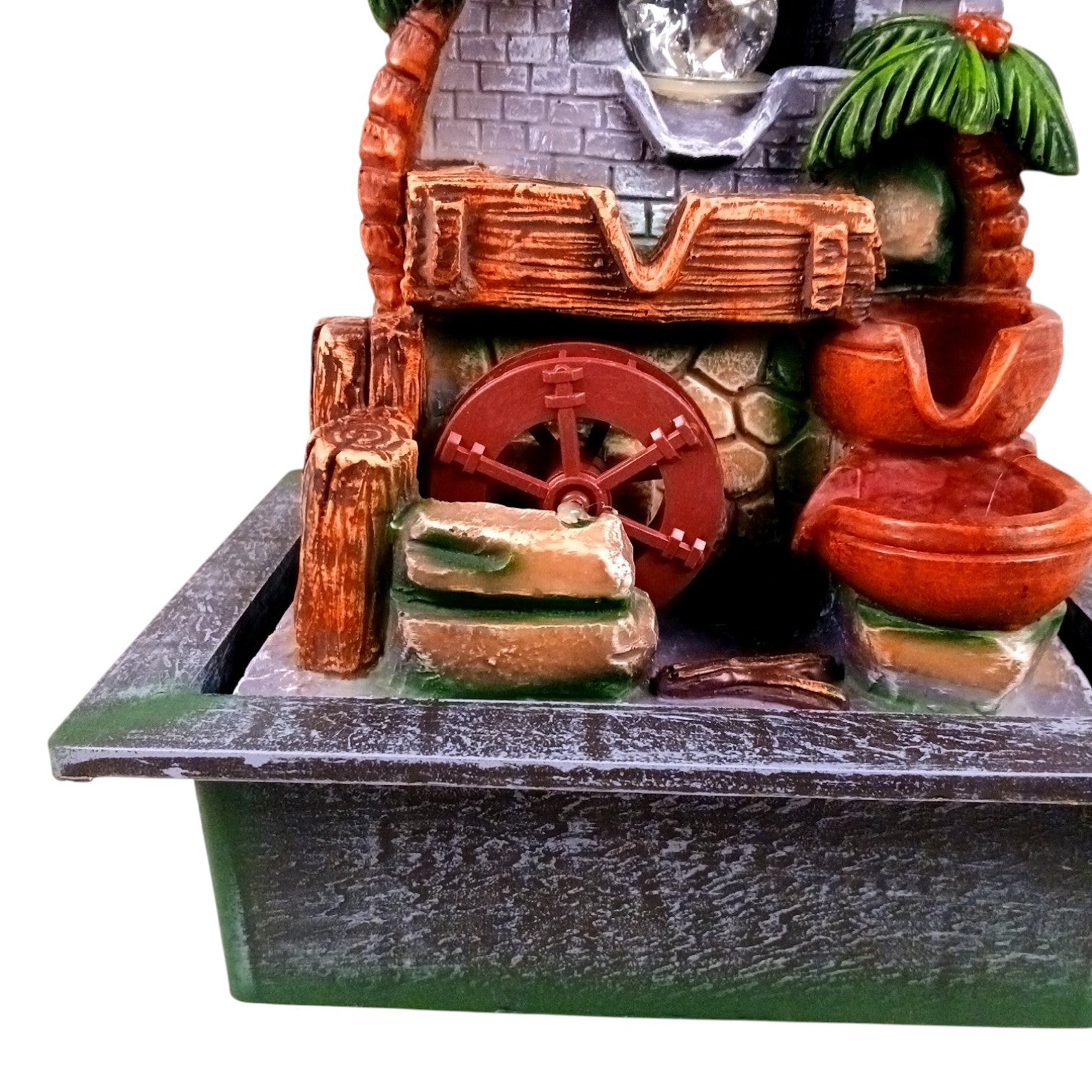 Indoor Water Fountain with LED Lights 3 Step Waterfall Cum Showpiece - For Vastu, Table, Office, Living Room, Home Decor & Gifts | Wedding & House Warming Gift - 14 Inch - Apkamart