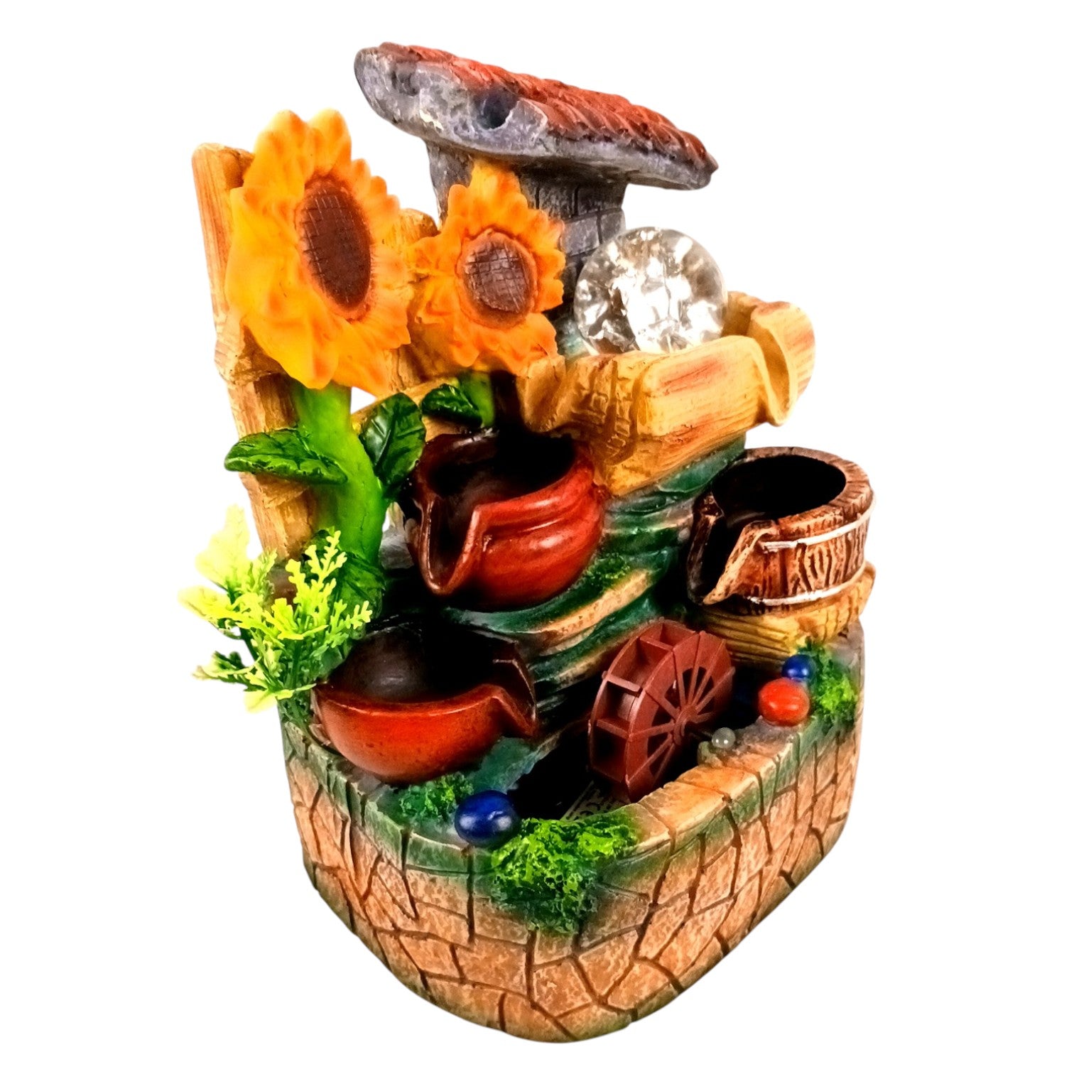 Indoor Water Fountain with LED Lights | Decoration Table Waterfall Cum Showpiece - For Vastu, Table, Office, Living Room, Home Decor | Wedding & House Warming Gift - 10 Inch - Apkamart