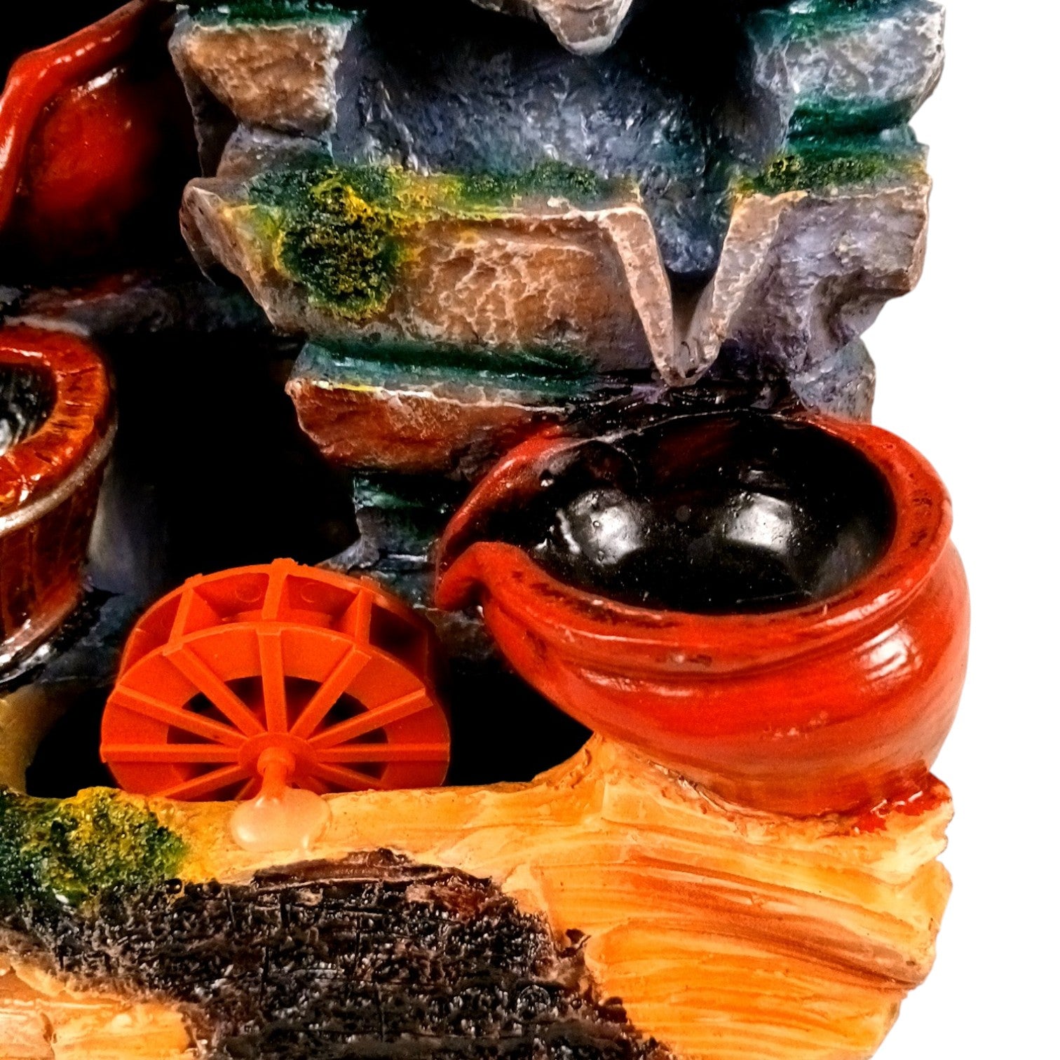 Table Top Water Fountain | Indoor Fountains with LED Lights - 3 Steps Waterfall - For Vastu, Table, Office, Living Room, Home Decor & Gifts - 13 Inch - Apkamart