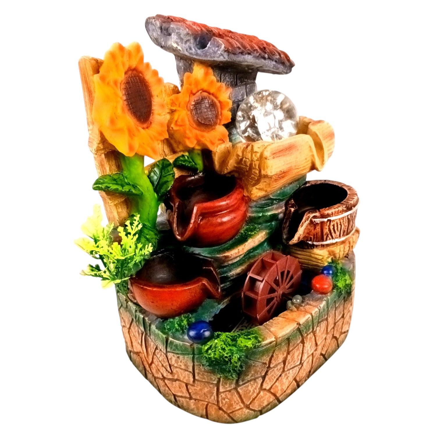 Indoor Water Fountain with LED Lights | Decoration Table Waterfall Cum Showpiece - For Vastu, Table, Office, Living Room, Home Decor | Wedding & House Warming Gift - 10 Inch - Apkamart