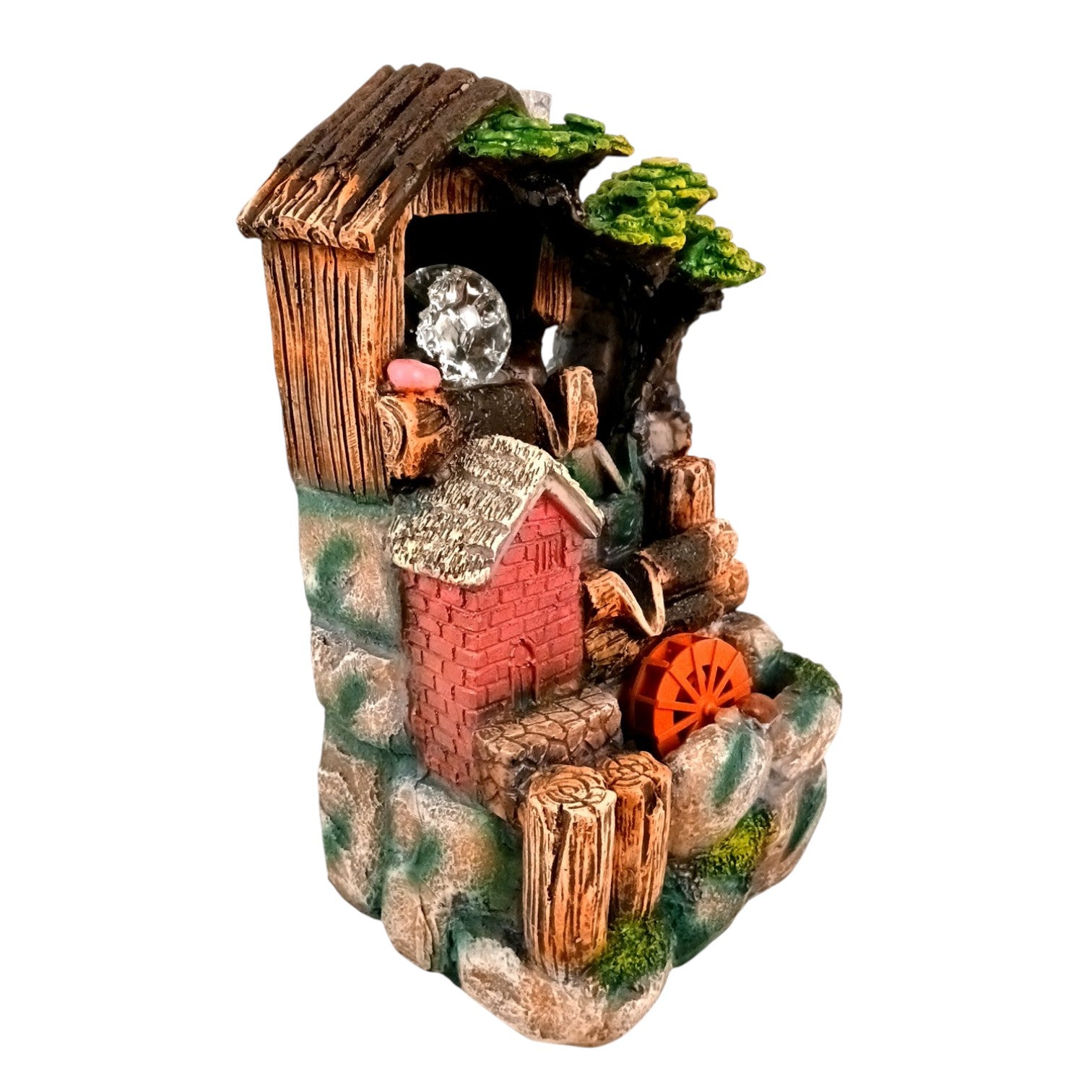 Table Top Water Fountain | Indoor Fountains with LED Lights - 3 Steps Hut Shape Waterfall - For Vastu, Table, Office, Home - Housewarming And Anniversary Gift - 13 Inch - Apkamart