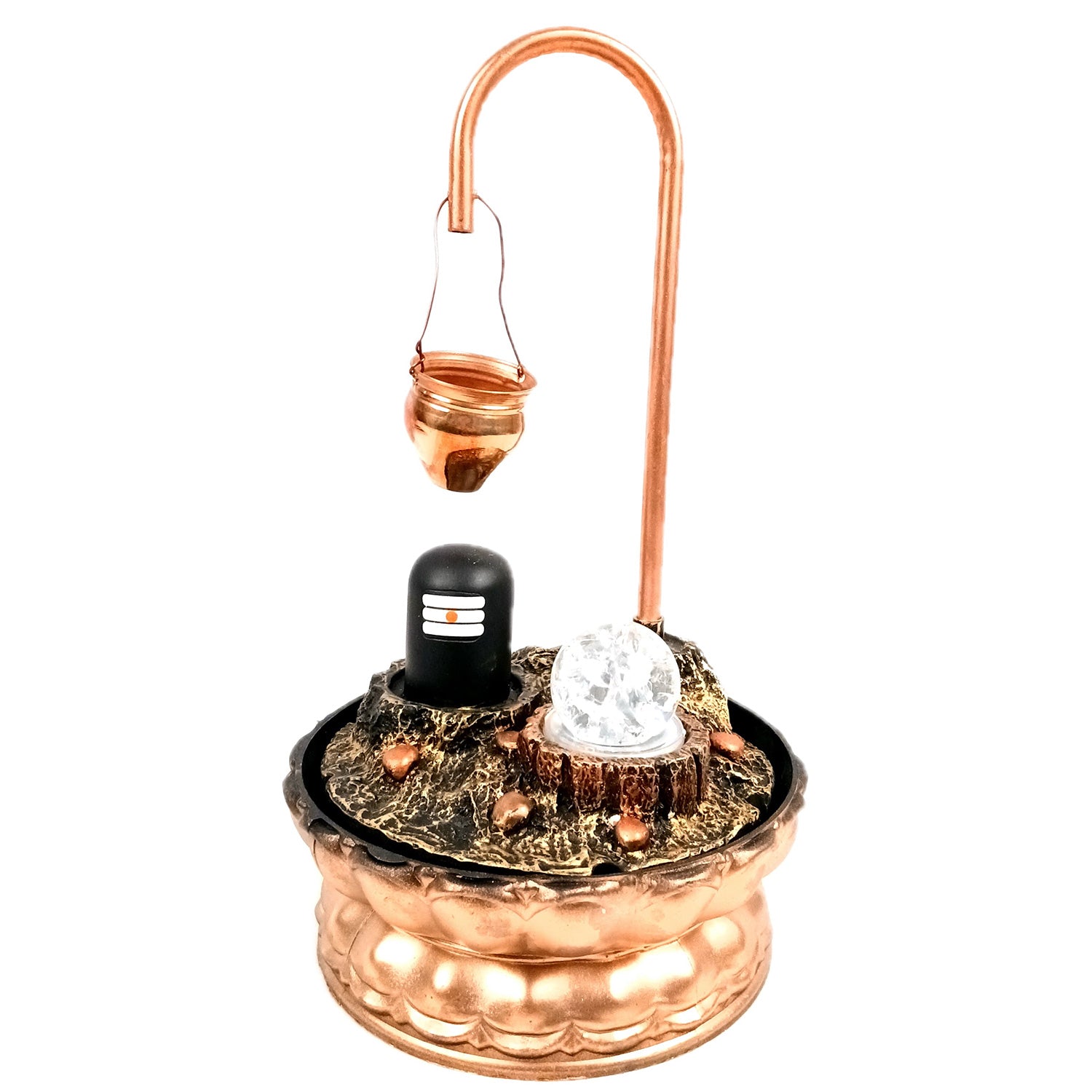 Table Water Fountains with LED Lights | Shiv Parvati Statue with Water Fountain - For Tabletop, Living Room, Garden & Home Decoration - 14 Inch - Apkamart #Style_Design 1