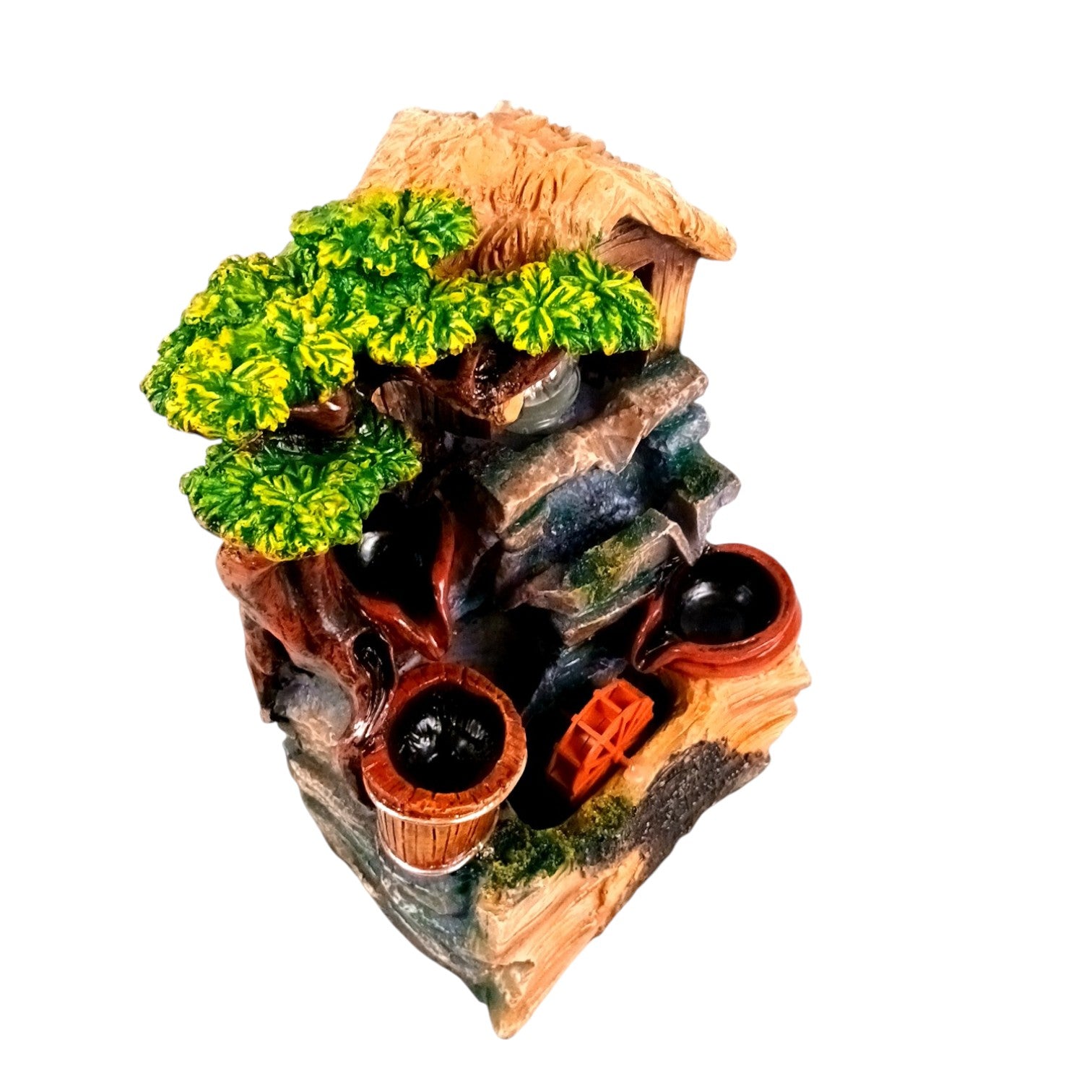 Table Top Water Fountain | Indoor Fountains with LED Lights - 3 Steps Waterfall - For Vastu, Table, Office, Living Room, Home Decor & Gifts - 13 Inch - Apkamart