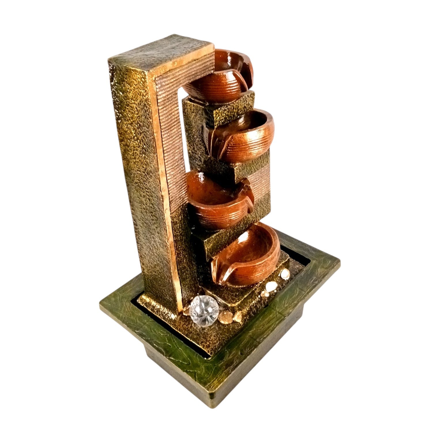 Table Top Water Fountain | Indoor 4 Steps Fountains with LED Lights Waterfall - For Vastu, Table, Office, Living Room, Home Decor & Gifts | House Warming Gift - 22 Inch - Apkamart