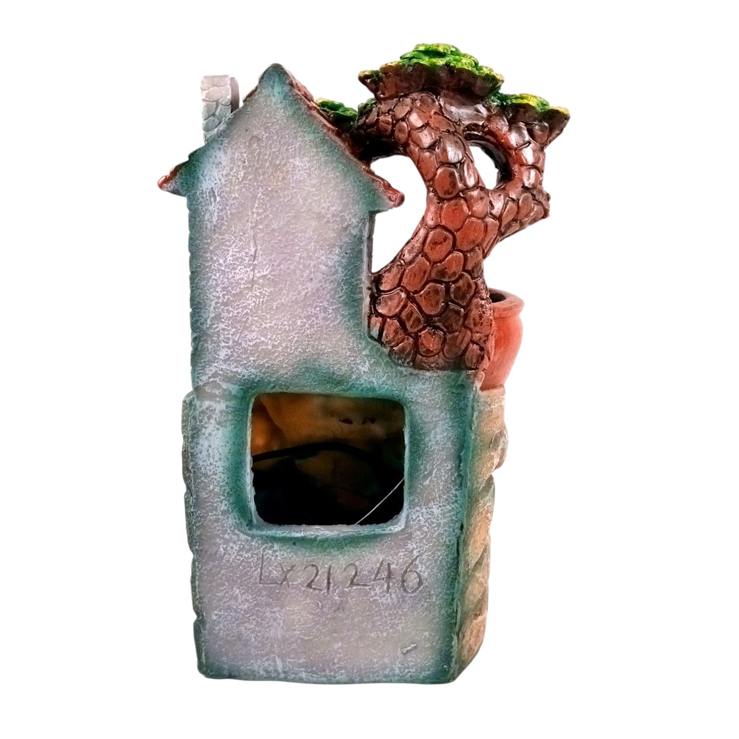 Table Top Water Fountain | Indoor Fountains with LED Lights - 3 Steps Hut Shape Waterfall - For Vastu, Table, Office, Living Room, Home Decor & Gifts - 13 Inch - Apkamart