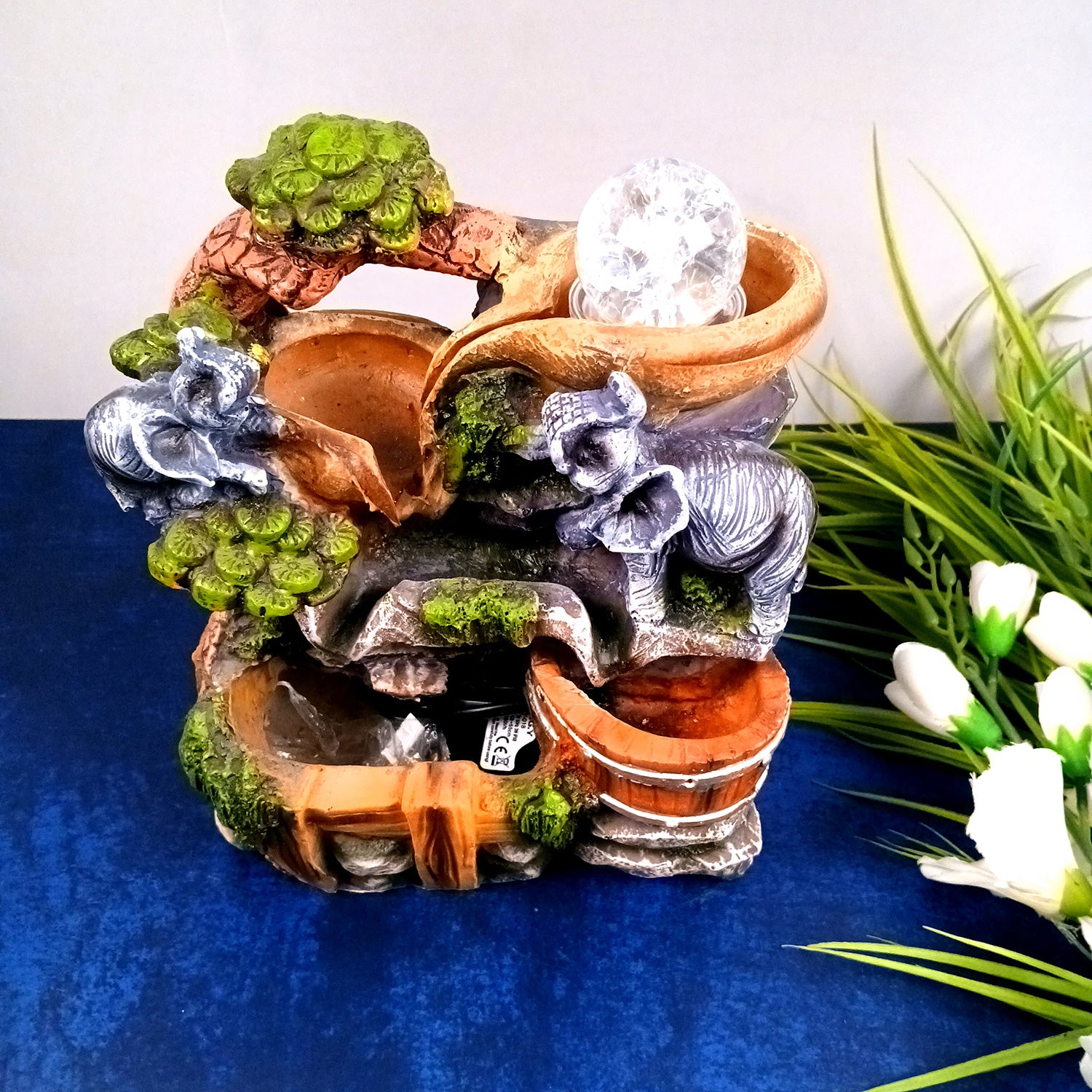 Table Water Fountain | Indoor Fountains with LED Lights Waterfall - For Vastu, Table, Office, Living Room, Home Decor & Gifts | Wedding & House Warming Gift - 10 Inch - Apkamart #Style_Design 1