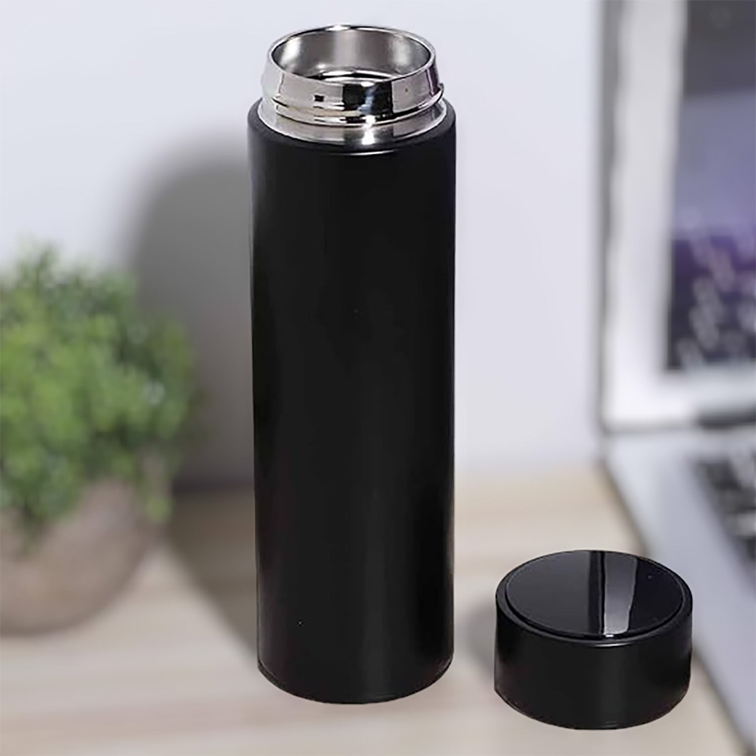Black Stainless Steel Water Bottle with Temperature Display | Insulated Bottle For Hot and Cold Water - for Kids Birthday & Return Gifts - Apkamart