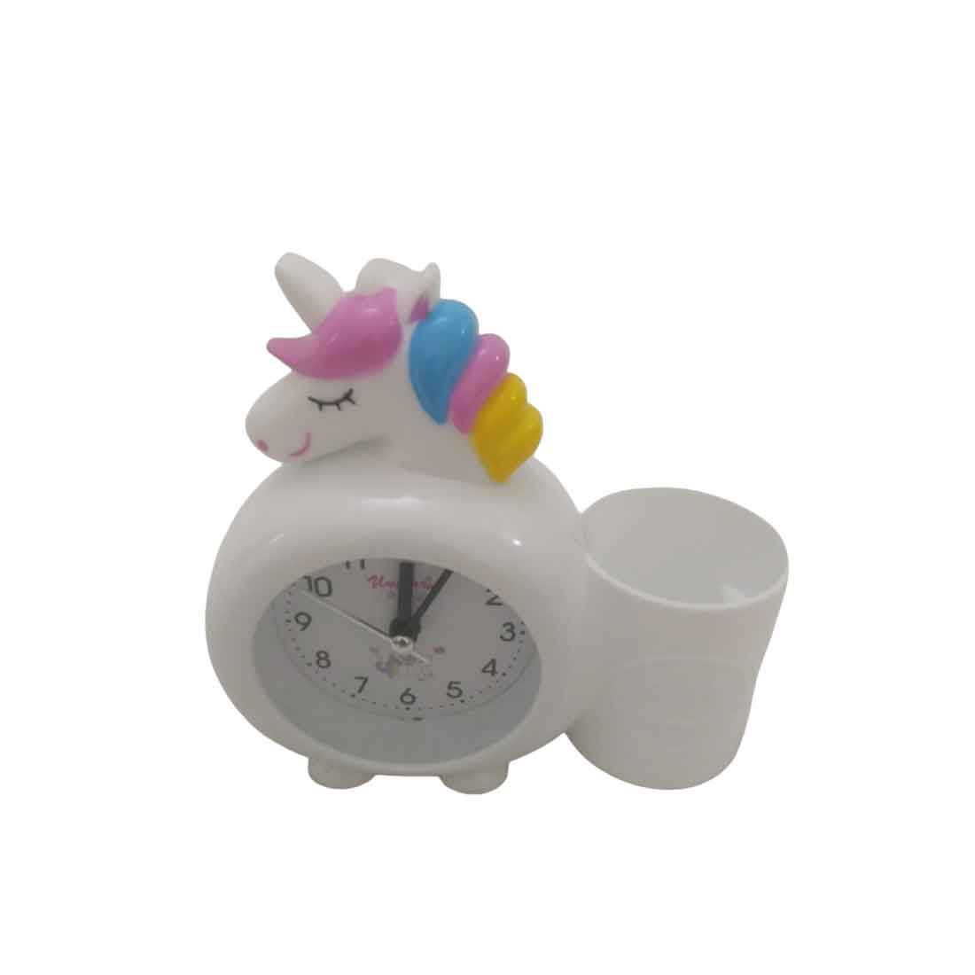 Kids Alarm Clock with Pen Pencil Stand | Unicorn Design Table Alarm Clock - For Kids Room Decor & Birthday Gift - Apkamart