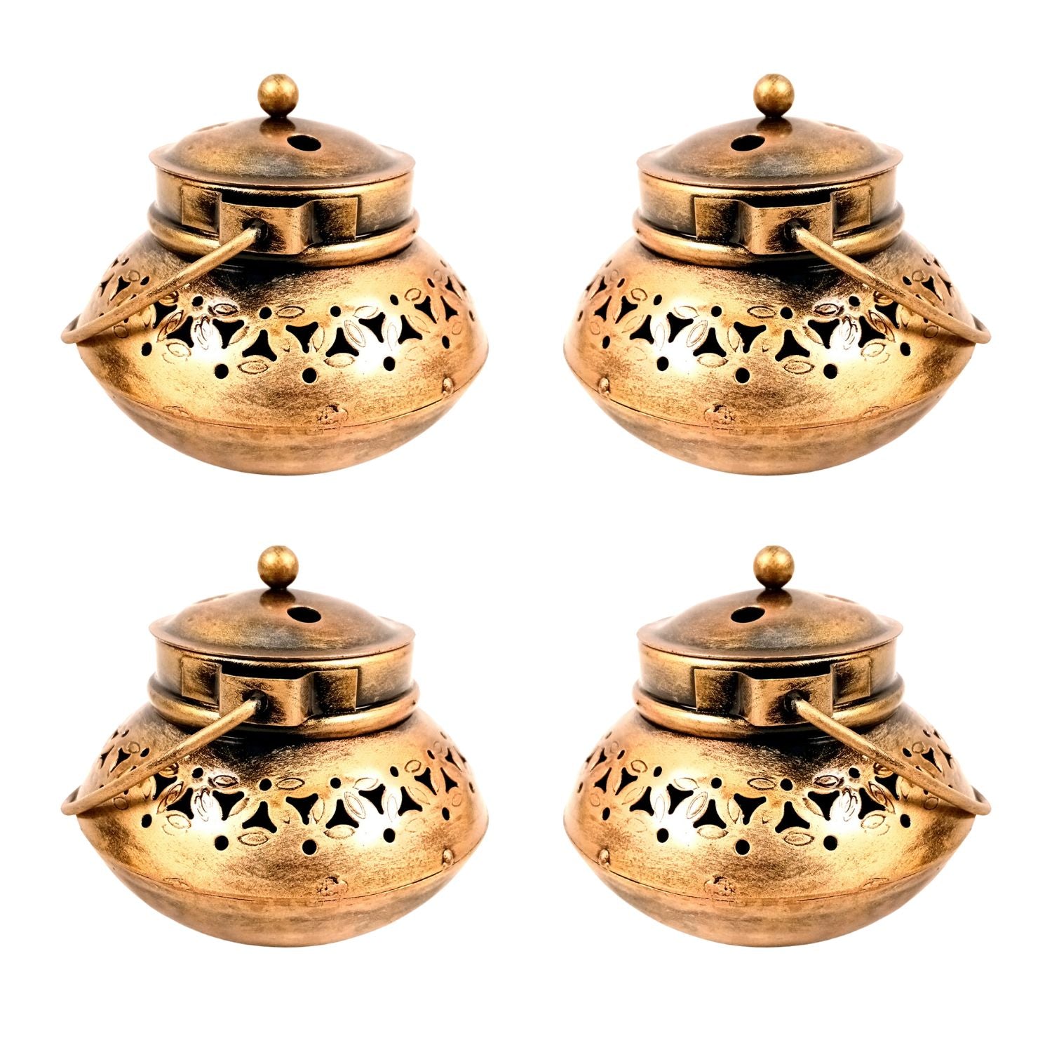 Tea Light Stand | Decorative Candle Tealight Holder - Handi Design With Lid - For Home, Table, Living Room Decor | For Festival Decoration & Gifts - 6 Inch (Pack of 2) - Apkamart #Style_Set Of 4