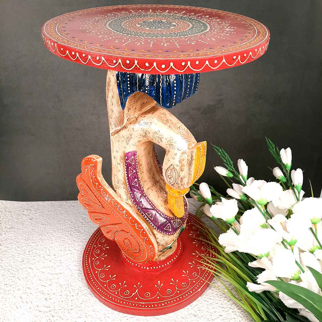 Designer Coffee Table | Side Table for Interiors Decor - 20 Inch- Apkamart #Color_White