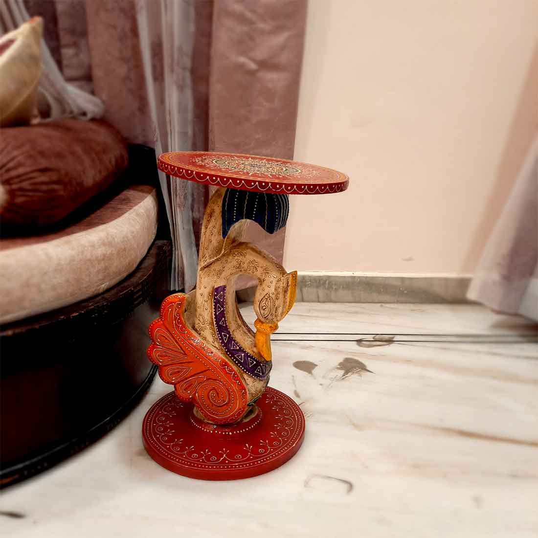 Designer Coffee Table | Side Table for Interiors Decor - 20 Inch- Apkamart #Color_White