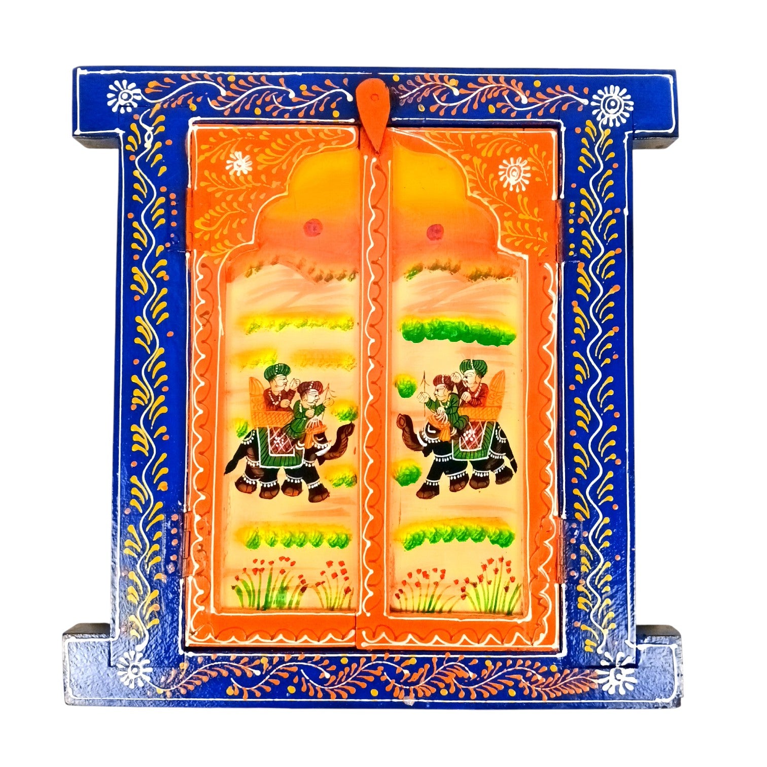 Jharokha Window Wall Hanging | Openable Multicolor Wooden Jharokha for Home Decor, Living Room, Entrance & Traditional Wall Art - 15 Inch - Apkamart