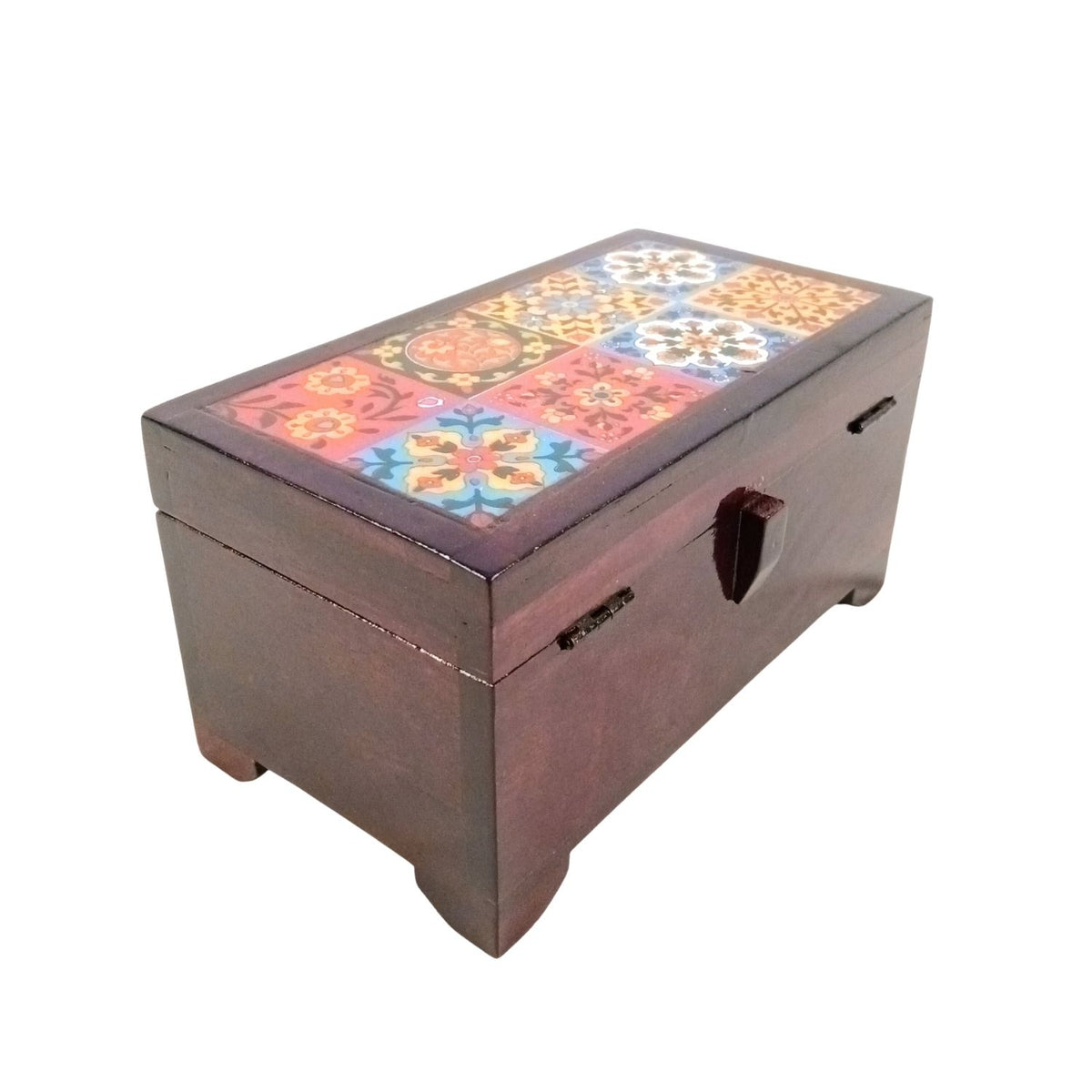 Wooden Jewellery Box with Ceramic Tile – 9 Inch