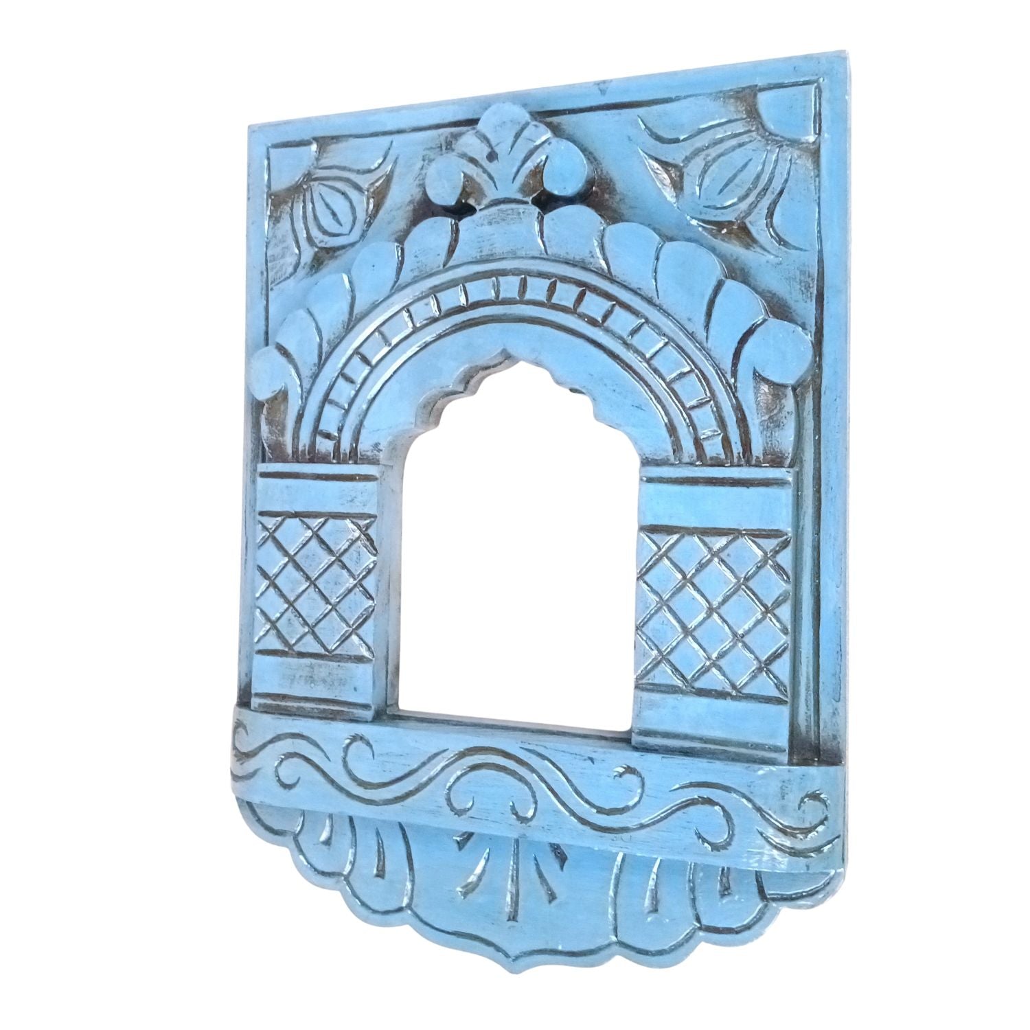 Wooden Jharokha Frame | Rajasthani Wall Decor - 11 inch-Apkamart