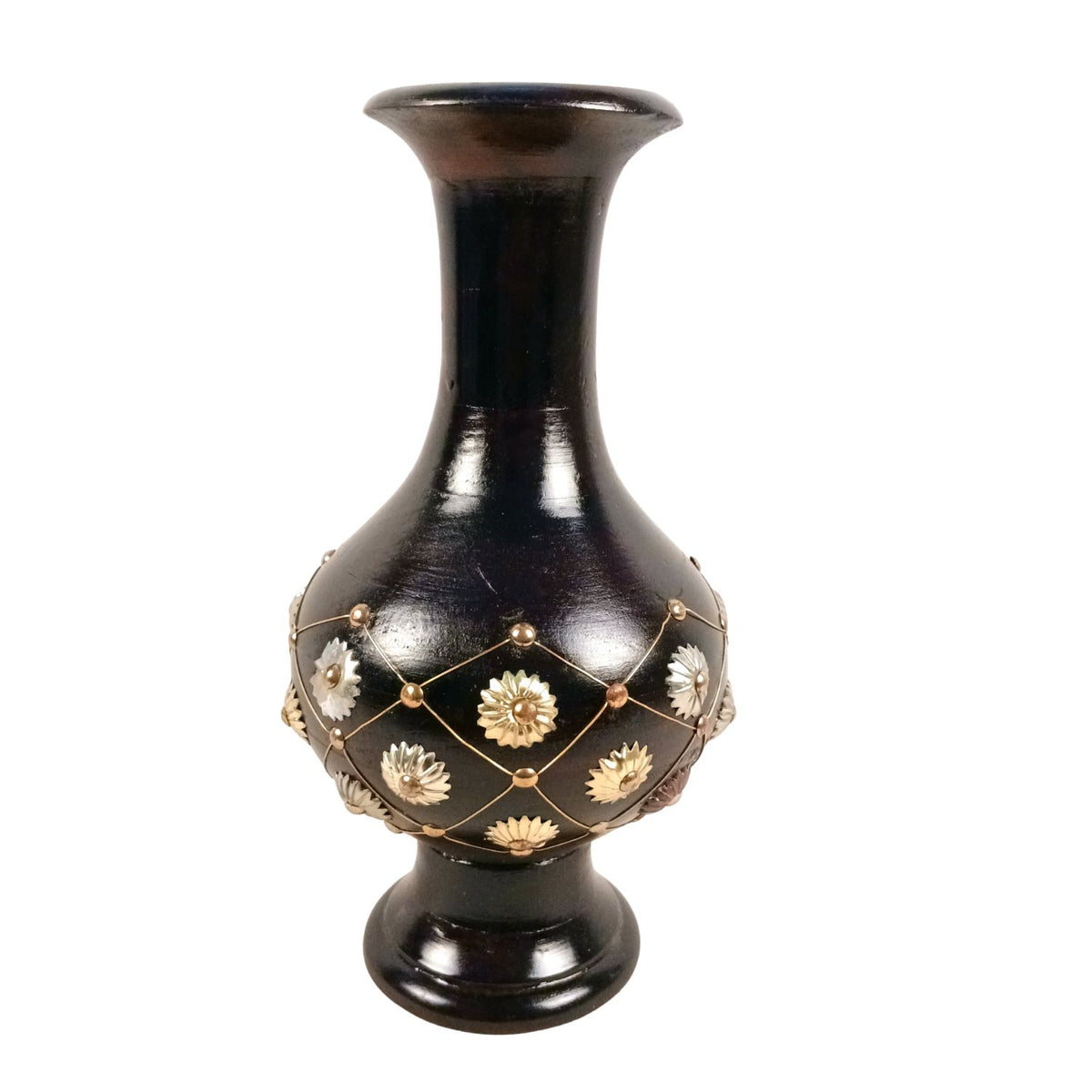 Wooden Flower Vase, Handcrafted Bottle Vase for Home Decor- 12 Inch