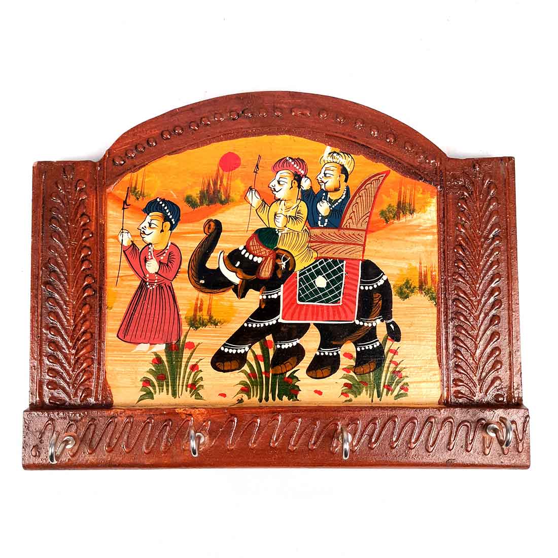 Key Holder Wall Hanger | Key Hanging Organizer Stand Wooden | Key Hook Hanging Wall Mount - For Home, Entrance, Office Decor & Gifts - 9 Inch (4 Hooks) - Apkamart