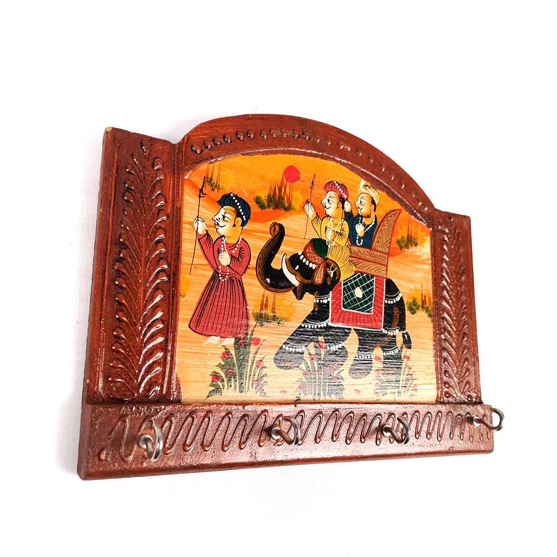 Key Holder Wall Hanger | Key Hanging Organizer Stand Wooden | Key Hook Hanging Wall Mount - For Home, Entrance, Office Decor & Gifts - 9 Inch (4 Hooks) - Apkamart