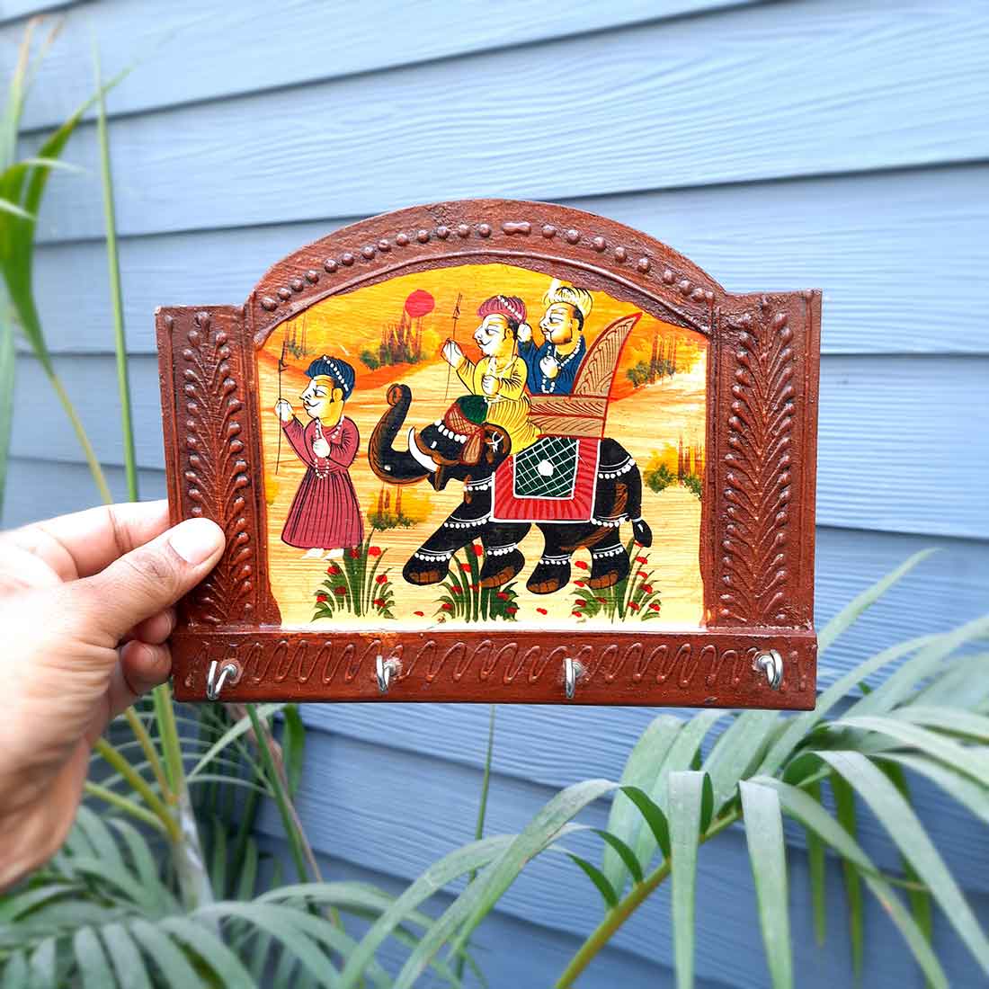 Key Holder Wall Hanger | Key Hanging Organizer Stand Wooden | Key Hook Hanging Wall Mount - For Home, Entrance, Office Decor & Gifts - 9 Inch (4 Hooks) - Apkamart