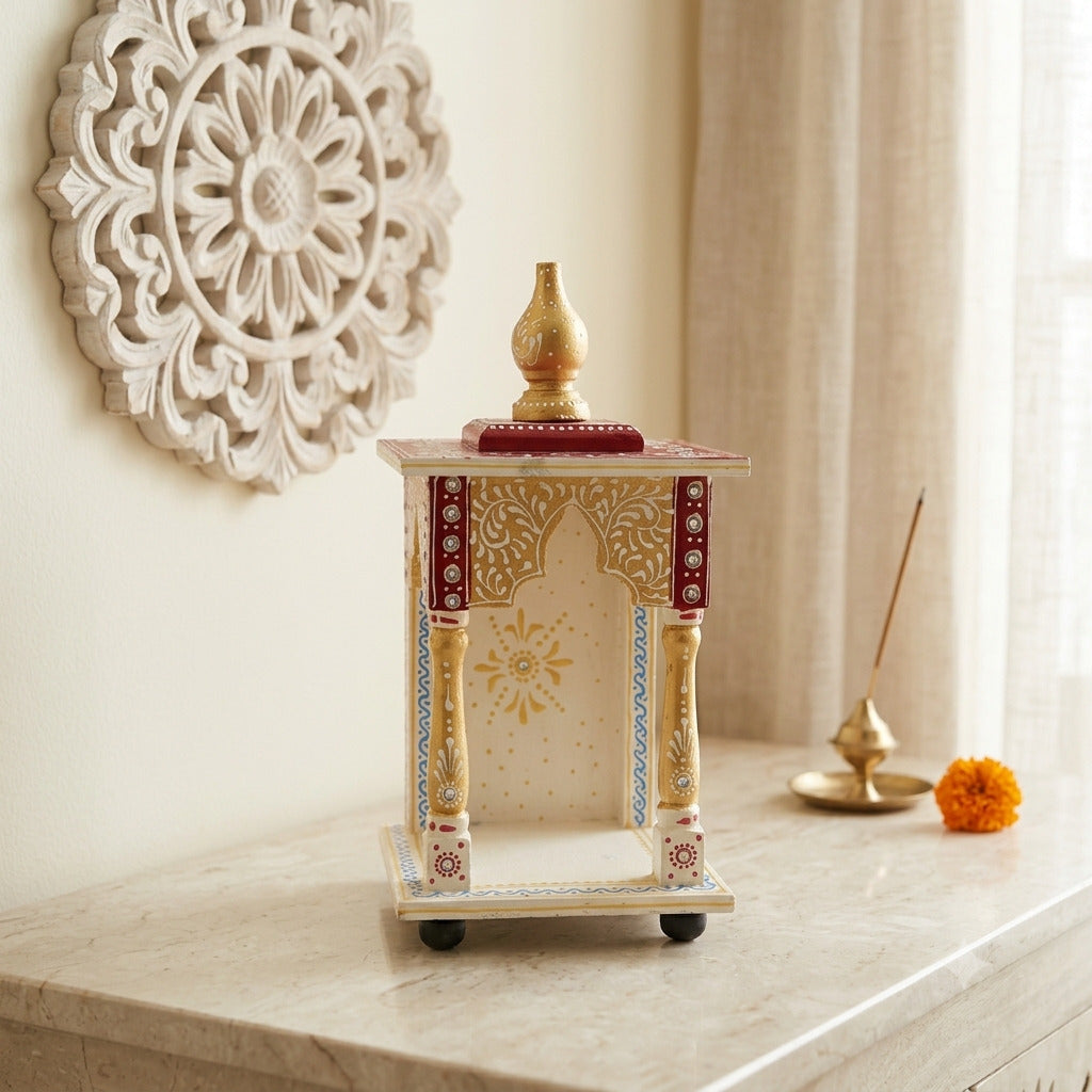 Wooden Home Temple | Wood Pooja Mandir for Home & Pooja Room – 12 Inch-Apkamart