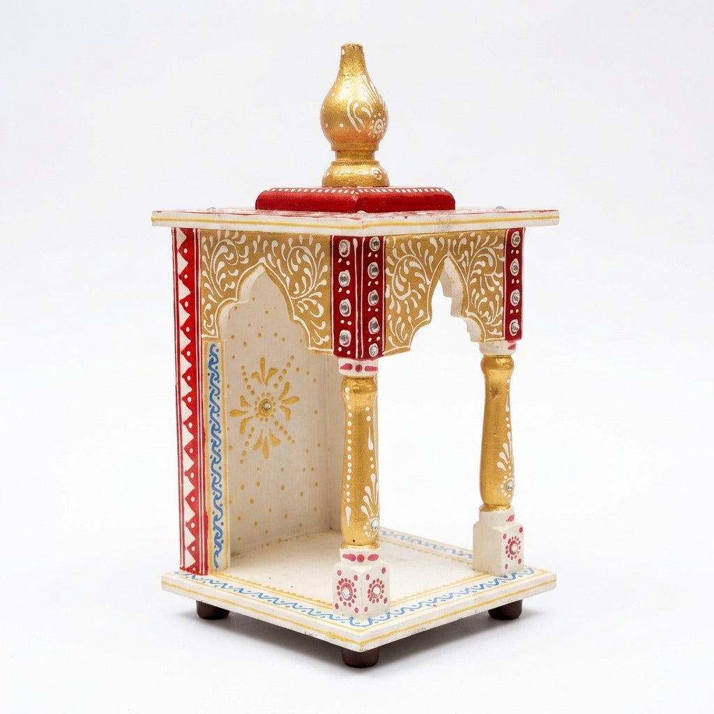 Wooden Home Temple | Wood Pooja Mandir for Home & Pooja Room – 12 Inch-Apkamart