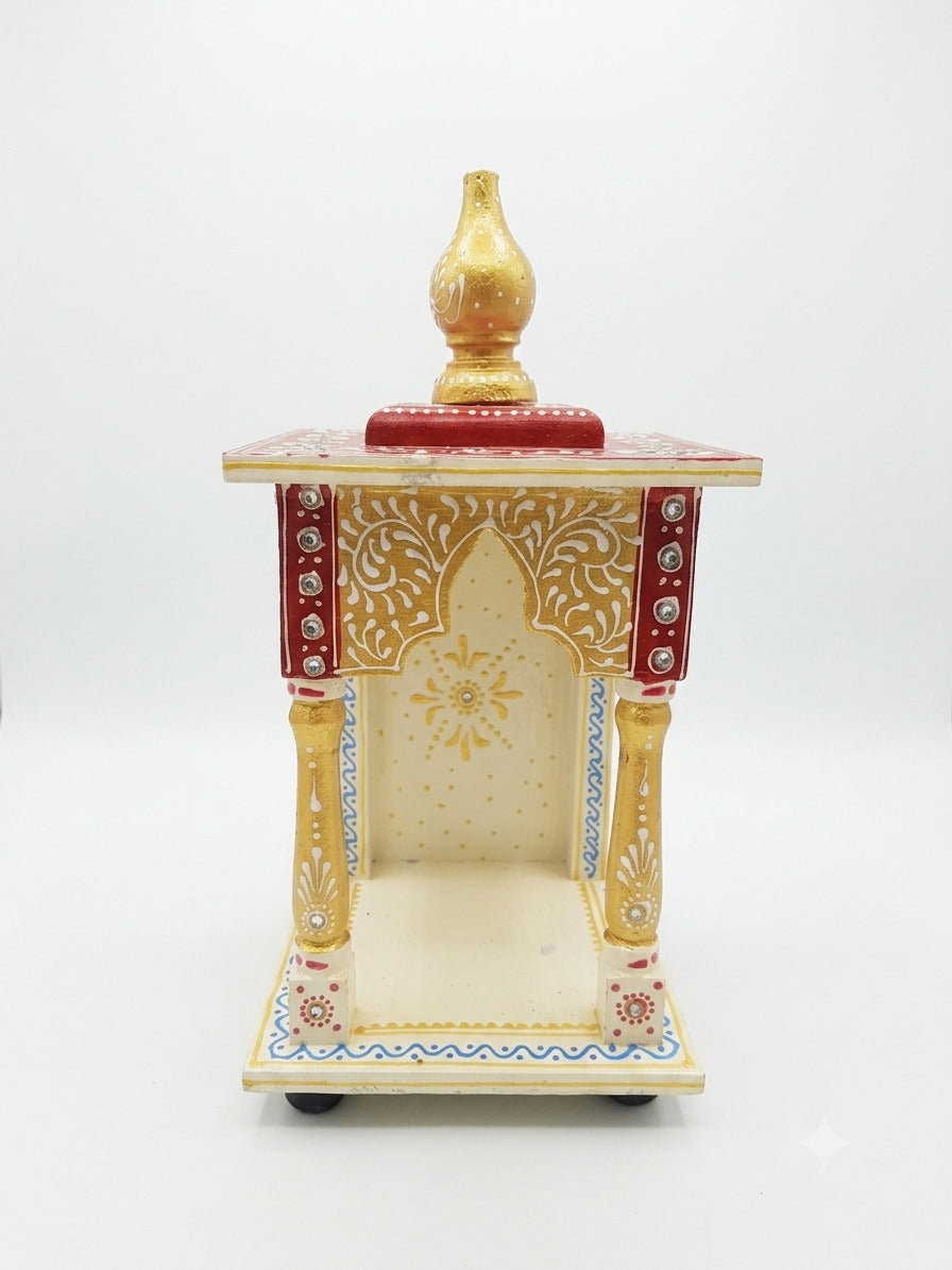 Wooden Home Temple | Wood Pooja Mandir for Home & Pooja Room – 12 Inch-Apkamart