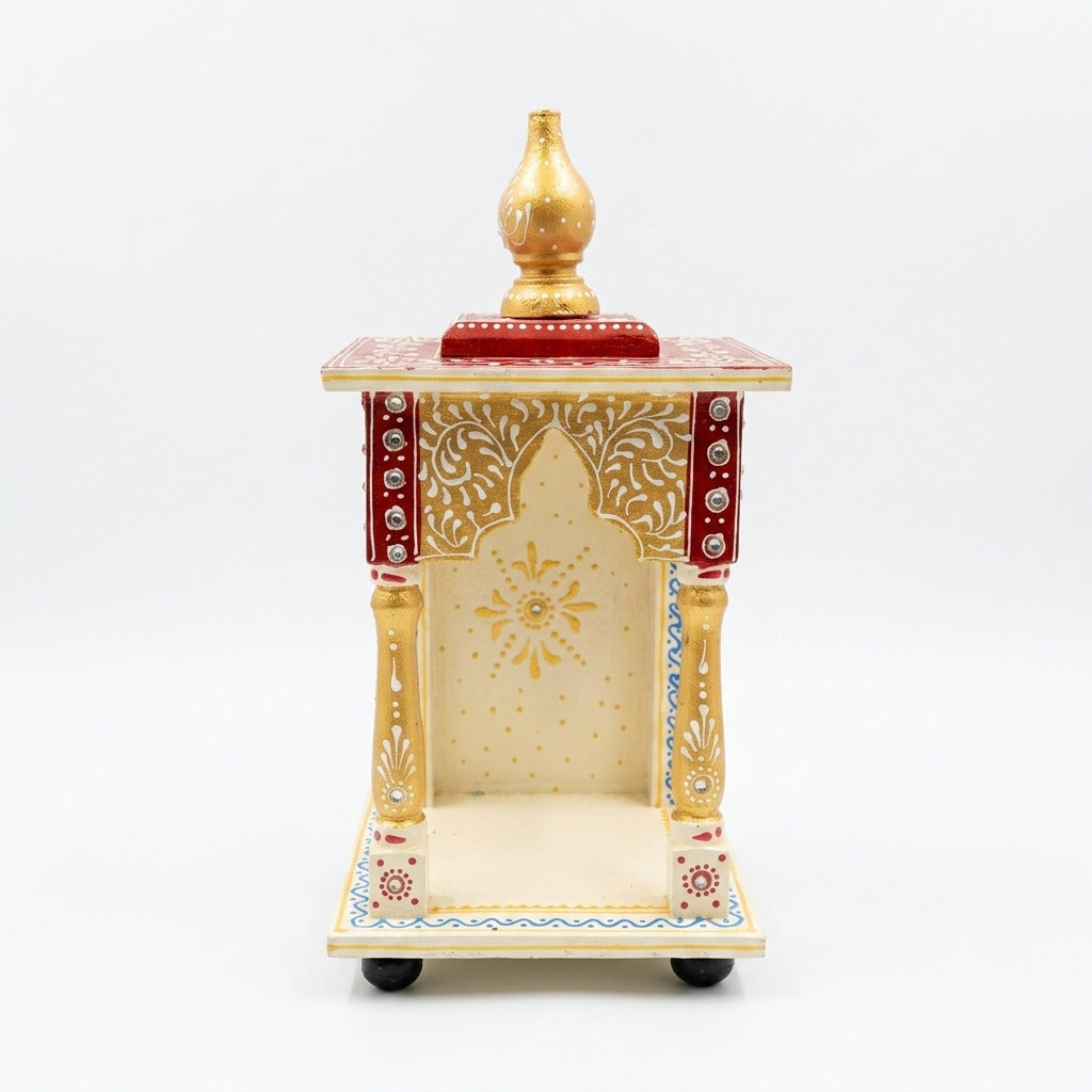 Wooden Home Temple | Wood Pooja Mandir for Home & Pooja Room – 12 Inch-Apkamart