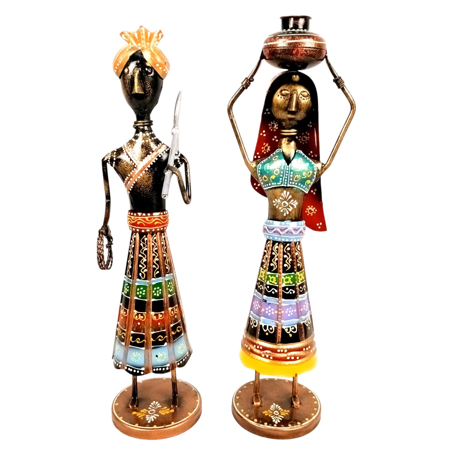 Worker Ladies Showpiece Set| Decorative Figurine for Home, Living Room & Office | Handcrafted Iron Statue & Table Showpiece for Gifting - 24 Inch (Set Of 2) - Apkamart