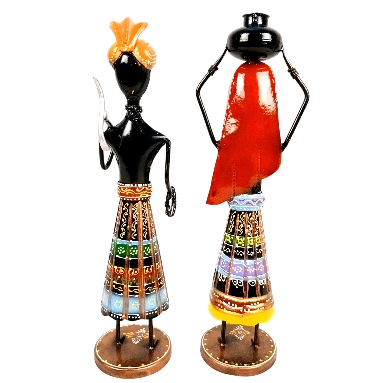 Worker Ladies Showpiece Set| Decorative Figurine for Home, Living Room & Office | Handcrafted Iron Statue & Table Showpiece for Gifting - 24 Inch (Set Of 2) - Apkamart