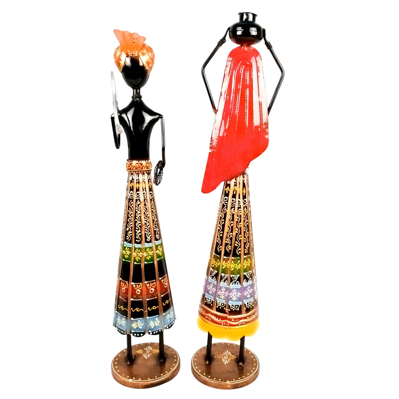 Worker Ladies Showpiece Set | Decorative Figurine for Home, Living Room & Office | Handcrafted Statue & Table Showpiece for Gifting & Interior Decoration - 14 Inch (Set Of 2) - Apkamart