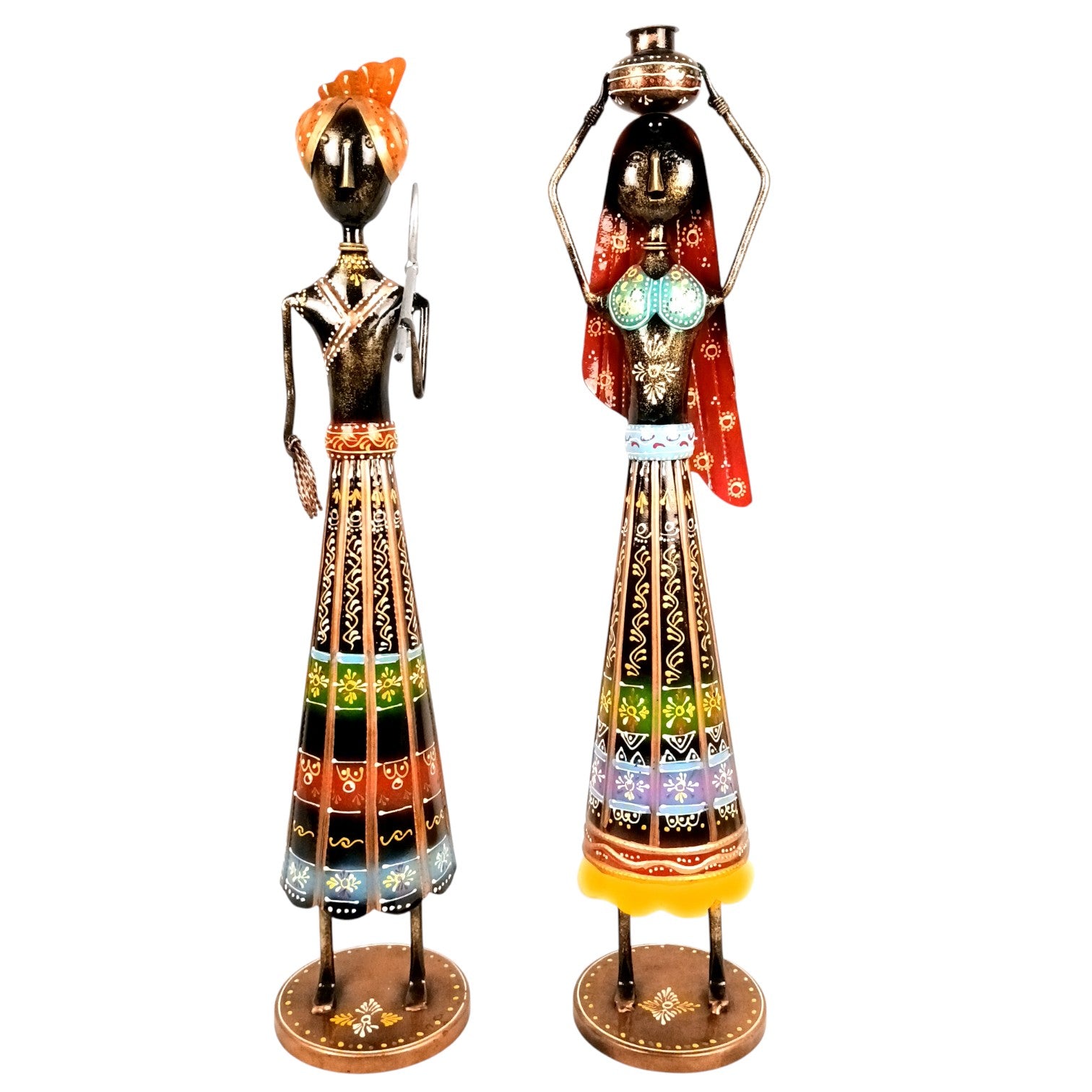 Worker Ladies Showpiece Set | Decorative Figurine for Home, Living Room & Office | Handcrafted Statue & Table Showpiece for Gifting & Interior Decoration - 14 Inch (Set Of 2) - Apkamart