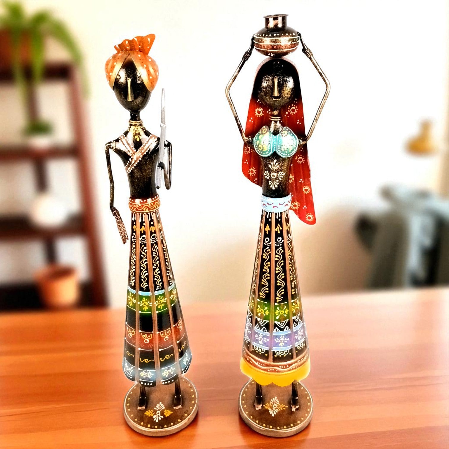 Worker Ladies Showpiece Set | Decorative Figurine for Home, Living Room & Office | Handcrafted Statue & Table Showpiece for Gifting & Interior Decoration - 14 Inch (Set Of 2) - Apkamart