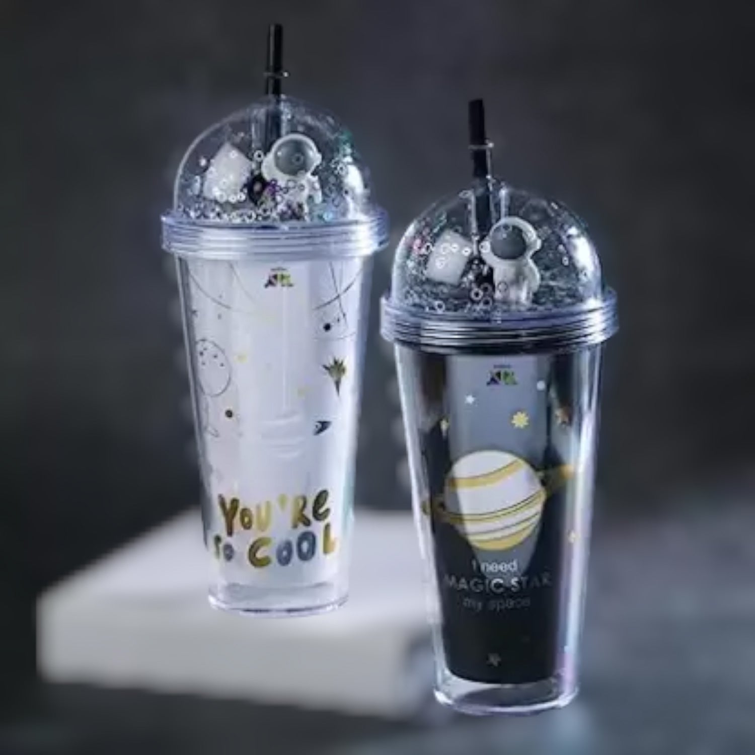 Sipper Bottler with Straw - Space Design | Kid's Cup / Tumbler with Lid | Water Bottle | Fruit Juice Mug for Kids - For Kids Birthday Gift & Return Gift - Apkamart #style_pack of 2