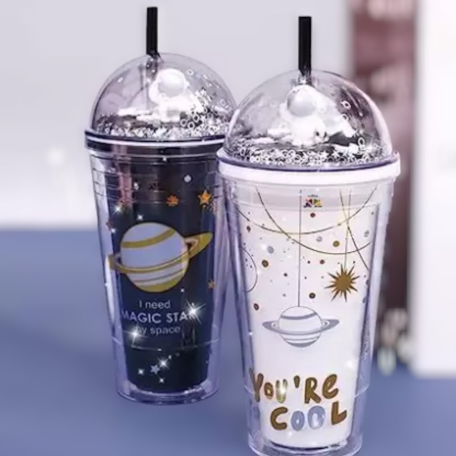 Sipper Bottler with Straw - Space Design | Kid's Cup / Tumbler with Lid | Water Bottle | Fruit Juice Mug for Kids - For Kids Birthday Gift & Return Gift - Apkamart #style_pack of 2