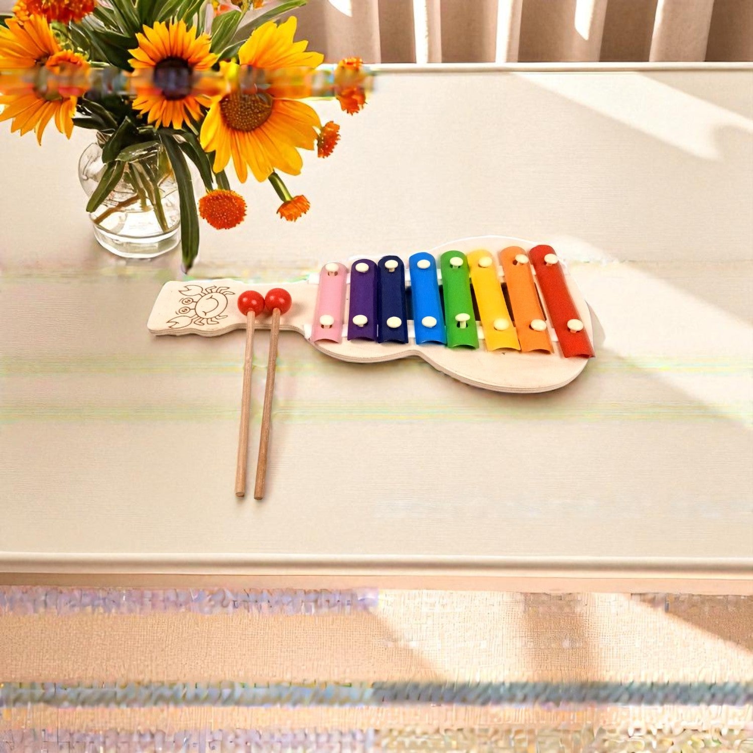 Wooden Xylophone Toy with 2 Mallets - 8 Note | Musical Instruments / Toys | Sound Learning - for Toddlers, Preschoolers, Boys, Girls, Christmas, Birthday Gift - 13 Inch - Apkamart