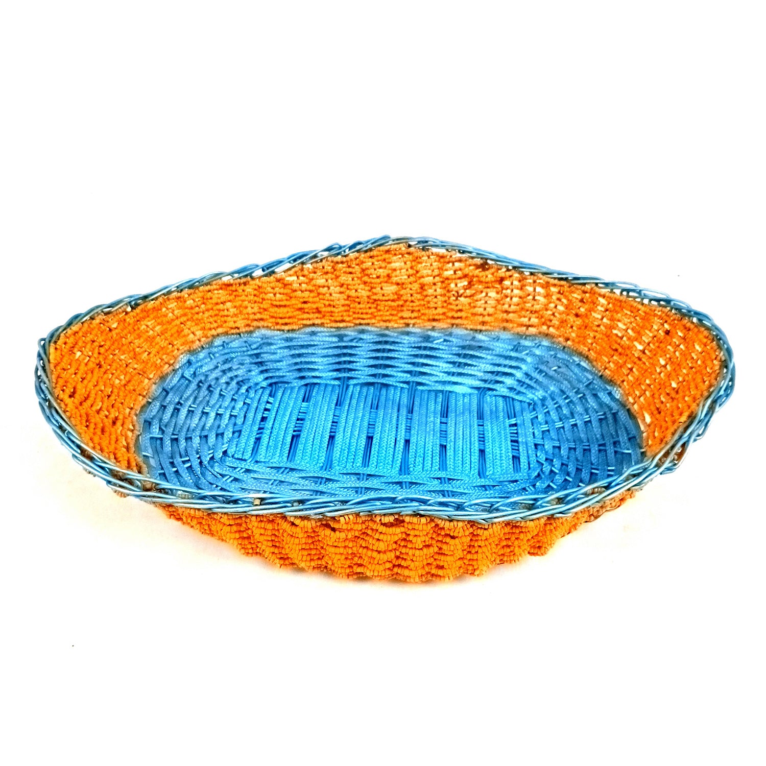 Basket With Beads & Wovan Design | Multipurpose Storage Basket - for Fruits, Makeup, Stationary, Gifts Packing - 12 Inch - Apkamart