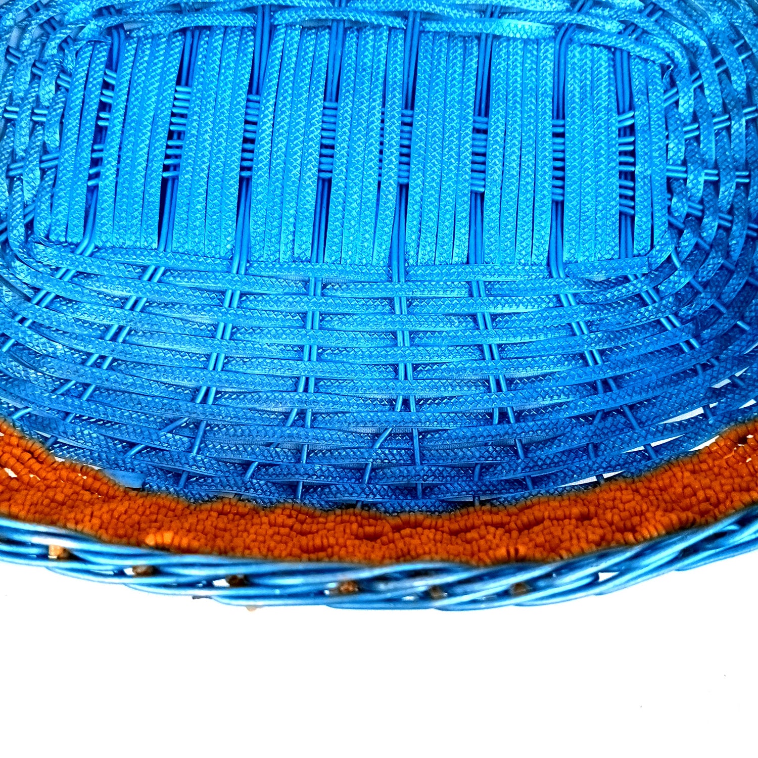 Basket With Beads & Wovan Design | Multipurpose Storage Basket - for Fruits, Makeup, Stationary, Gifts Packing - 12 Inch - Apkamart