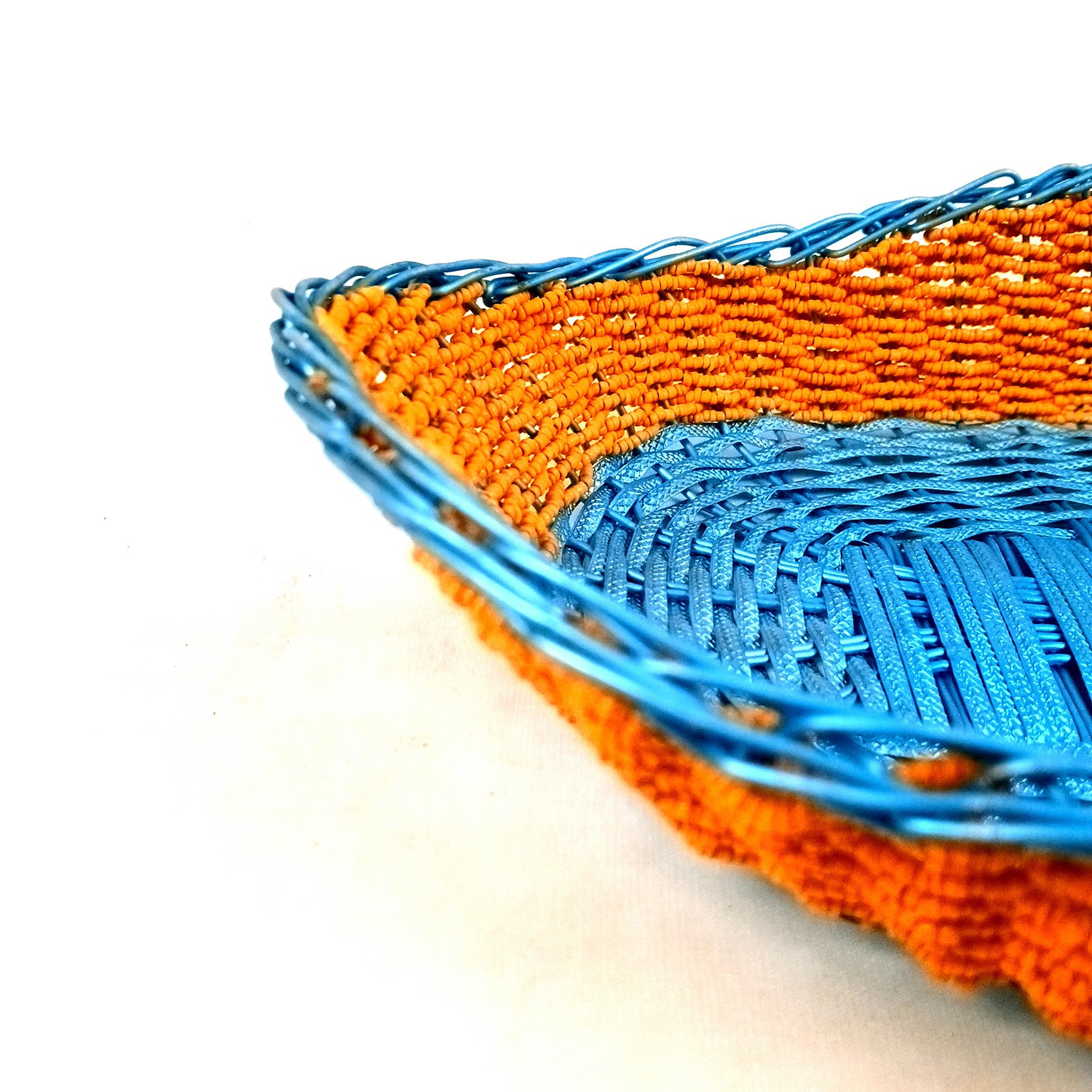 Basket With Beads & Wovan Design | Multipurpose Storage Basket - for Fruits, Makeup, Stationary, Gifts Packing - 12 Inch - Apkamart