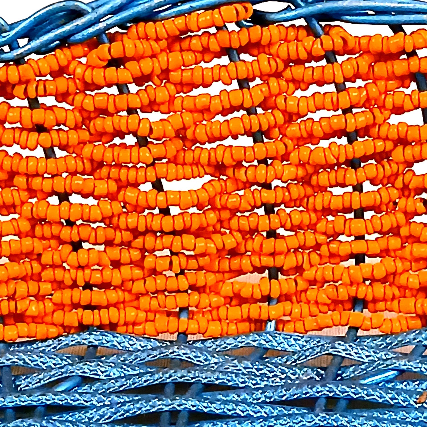 Basket With Beads & Wovan Design | Multipurpose Storage Basket - for Fruits, Makeup, Stationary, Gifts Packing - 12 Inch - Apkamart