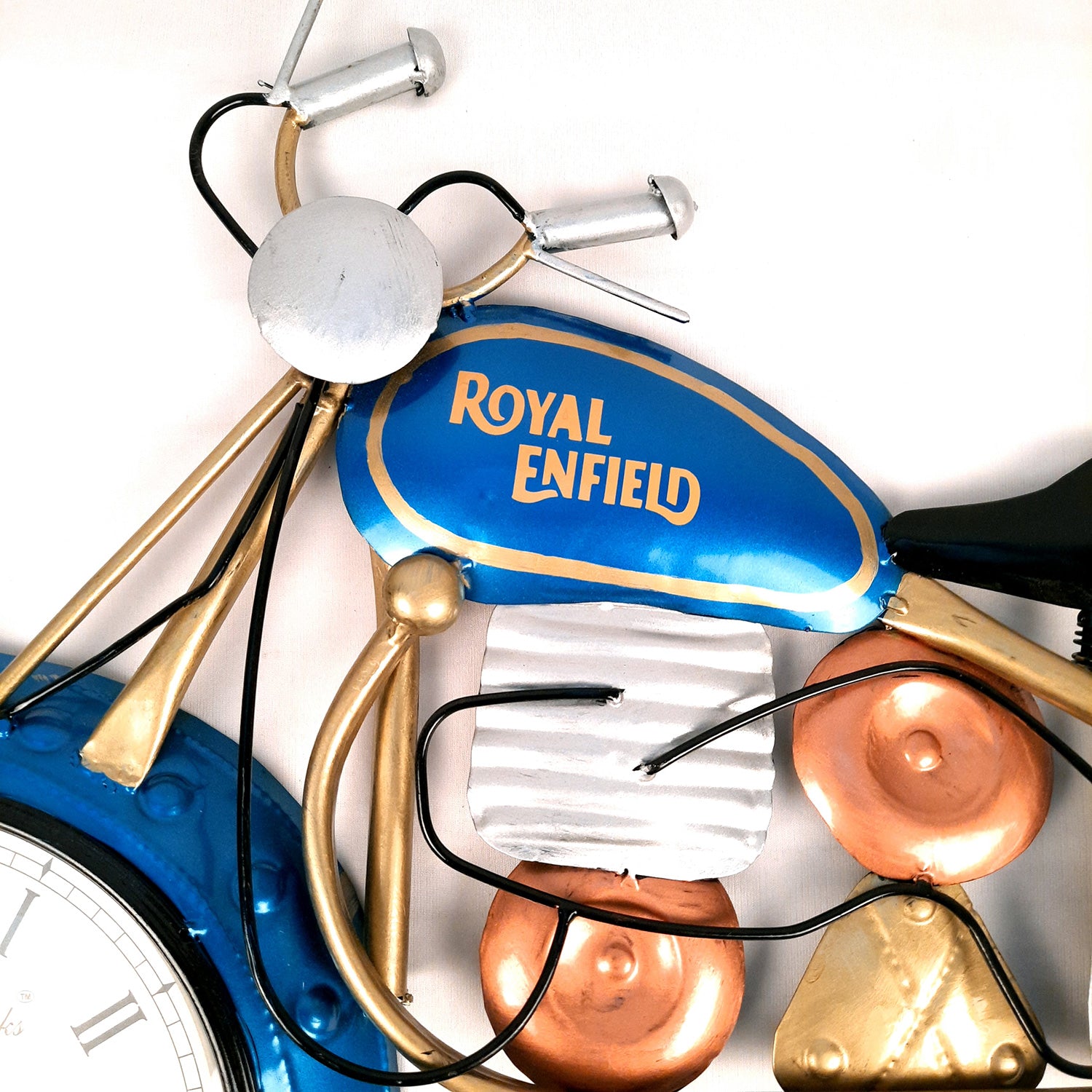 Wall Clock - Bike Design | Wall Mount Royal Enfield Bike Clock With Vintage Look | Deewar Ghadi - For Home, Living Room, Bedroom, Hall, Office Decor & Gift - apkamart