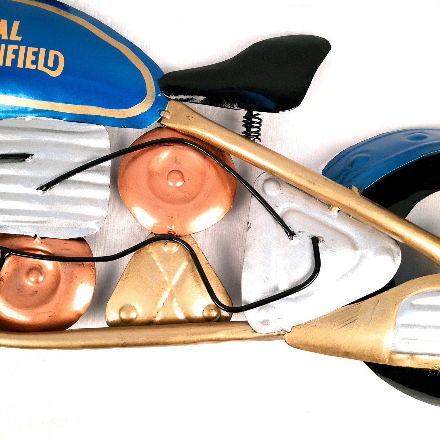 Wall Clock - Bike Design | Wall Mount Royal Enfield Bike Clock With Vintage Look | Deewar Ghadi - For Home, Living Room, Bedroom, Hall, Office Decor & Gift - apkamart