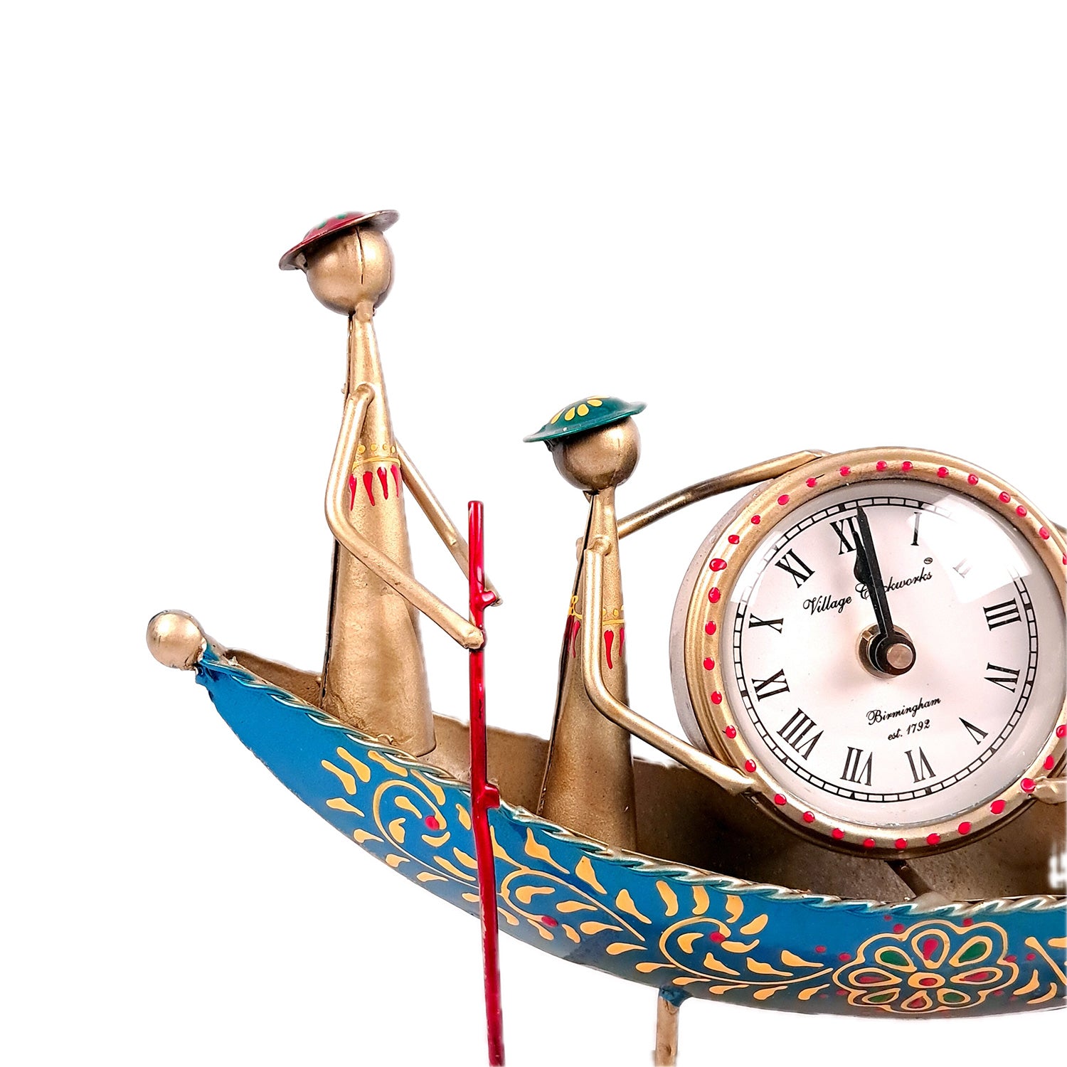 Table Clock Showpiece | Desk Clock - Kerala Boat Design Showpiece | Watch For Shelf & Office Tables - For Home, Living Room, Study Table, Desk, Office Decor & Gifts - Apkamart