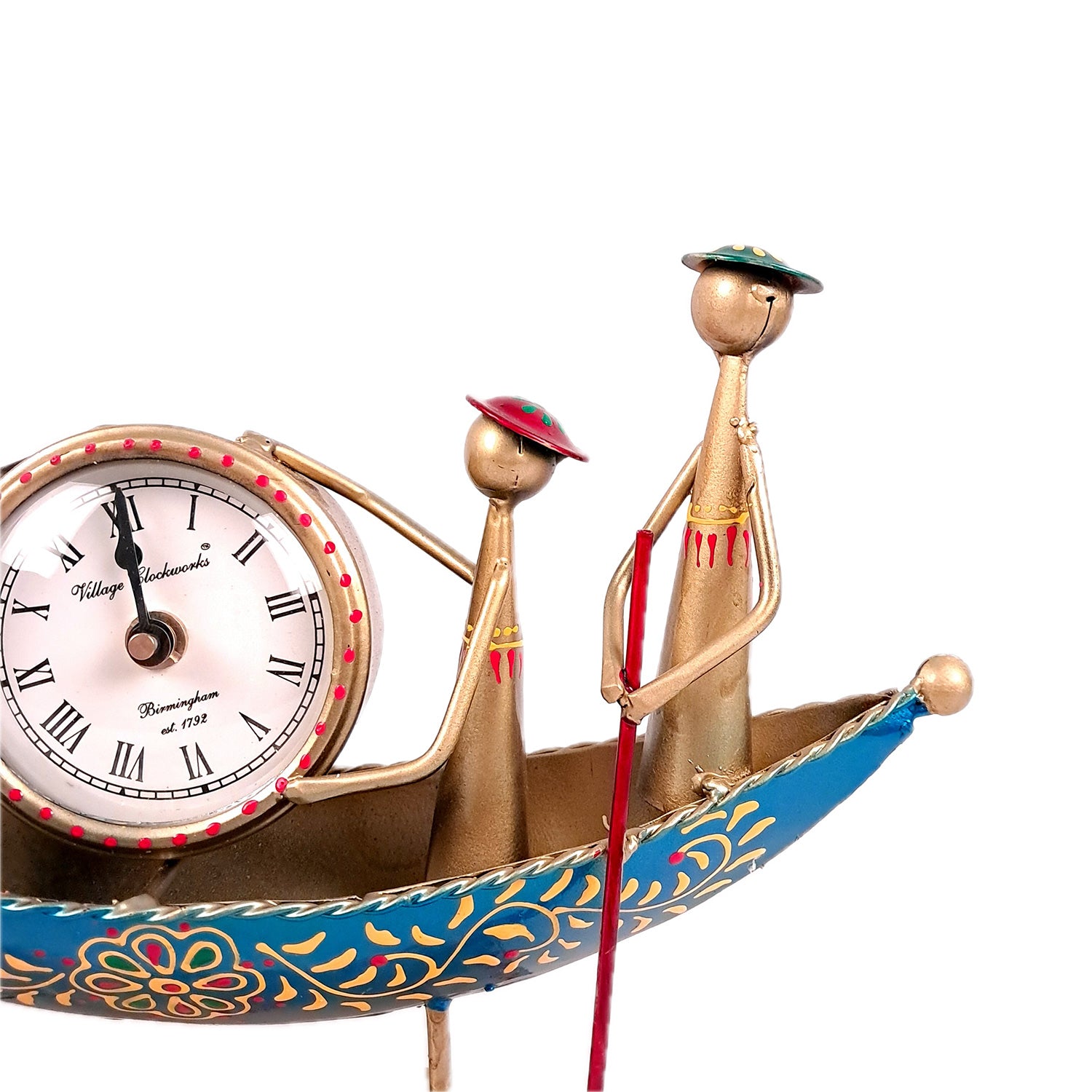 Table Clock Showpiece | Desk Clock - Kerala Boat Design Showpiece | Watch For Shelf & Office Tables - For Home, Living Room, Study Table, Desk, Office Decor & Gifts - Apkamart