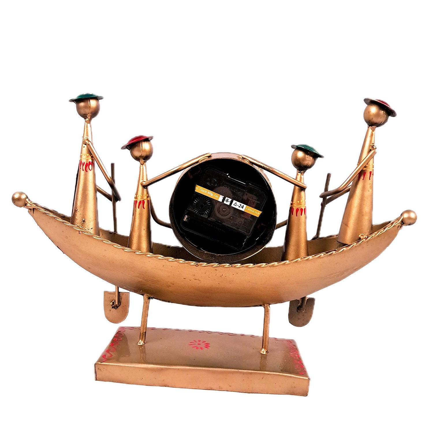 Table Clock Showpiece | Desk Clock - Kerala Boat Design Showpiece | Watch For Shelf & Office Tables - For Home, Living Room, Study Table, Desk, Office Decor & Gifts - Apkamart