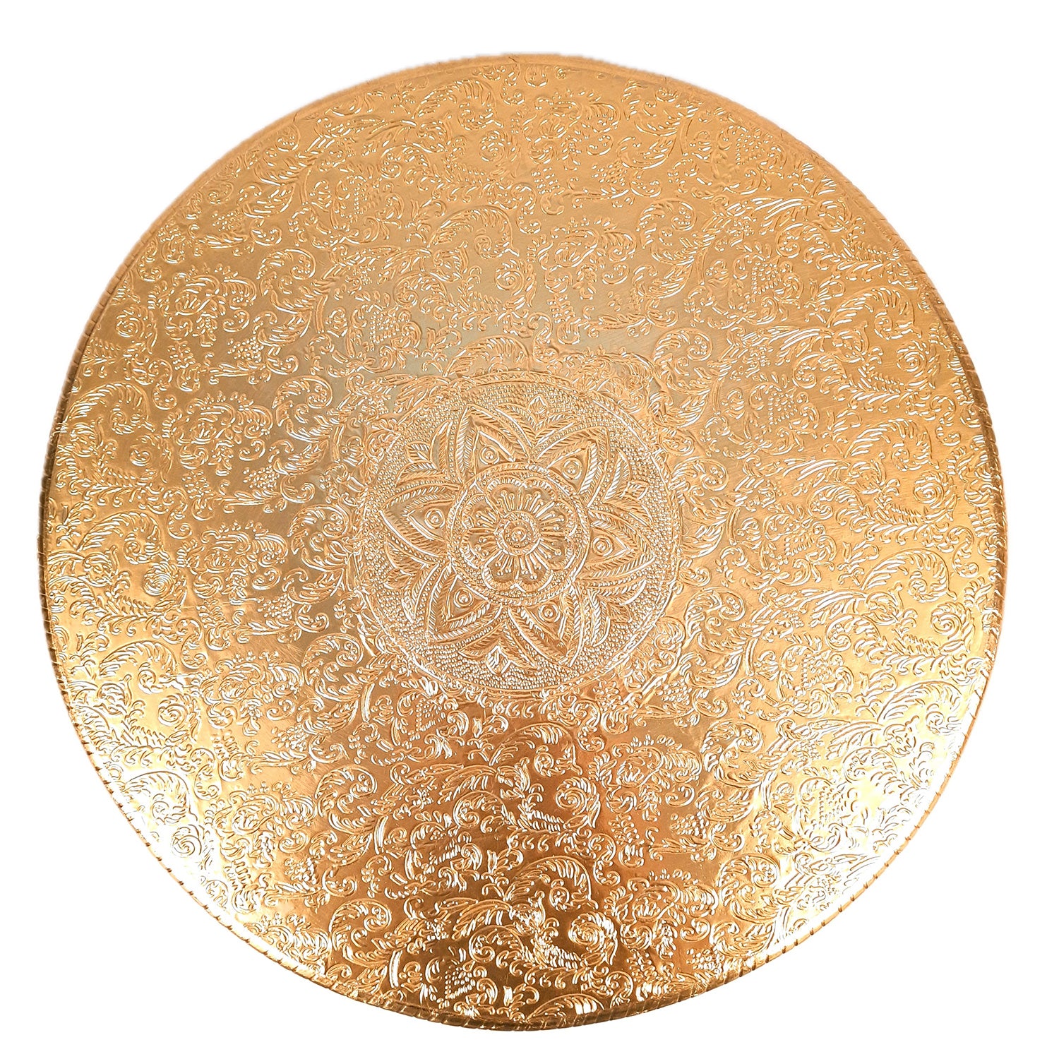 Puja Chowki Bajot | Wooden Brass Chauki | Peeta / Patla for Sitting - For Pooja, Living Room, Home & Corner Decor - 15 Inch - Apkamart